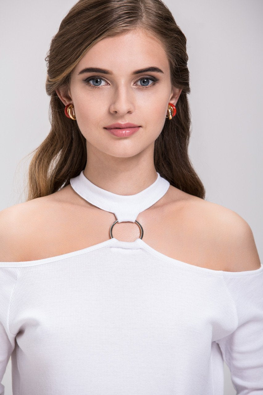 Gold and Garnet Clip On Earrings