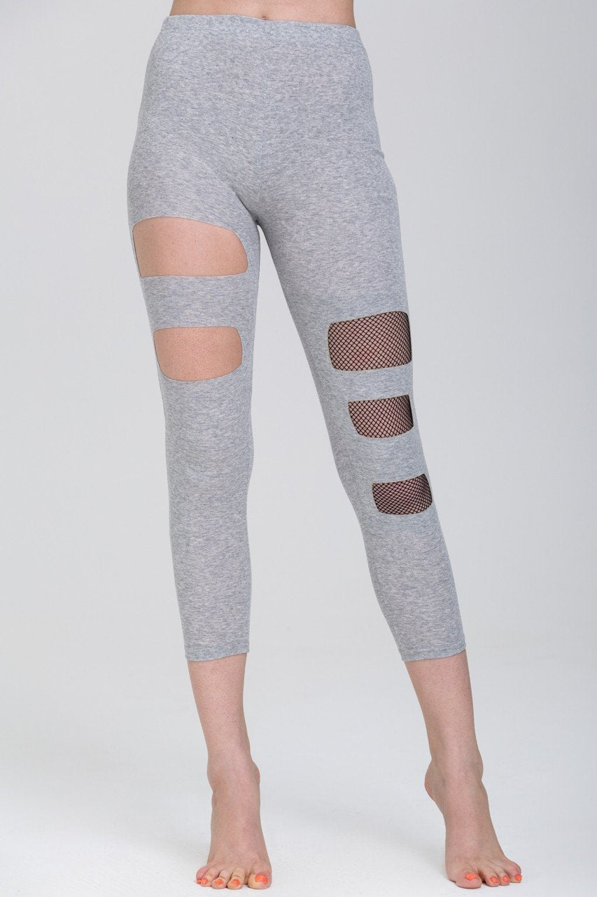 Grey Fishnet Cut Out Tights