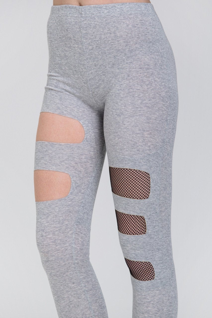 Grey Fishnet Cut Out Tights