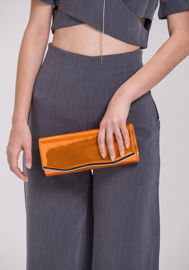 Orange Metallic Clutch Bag