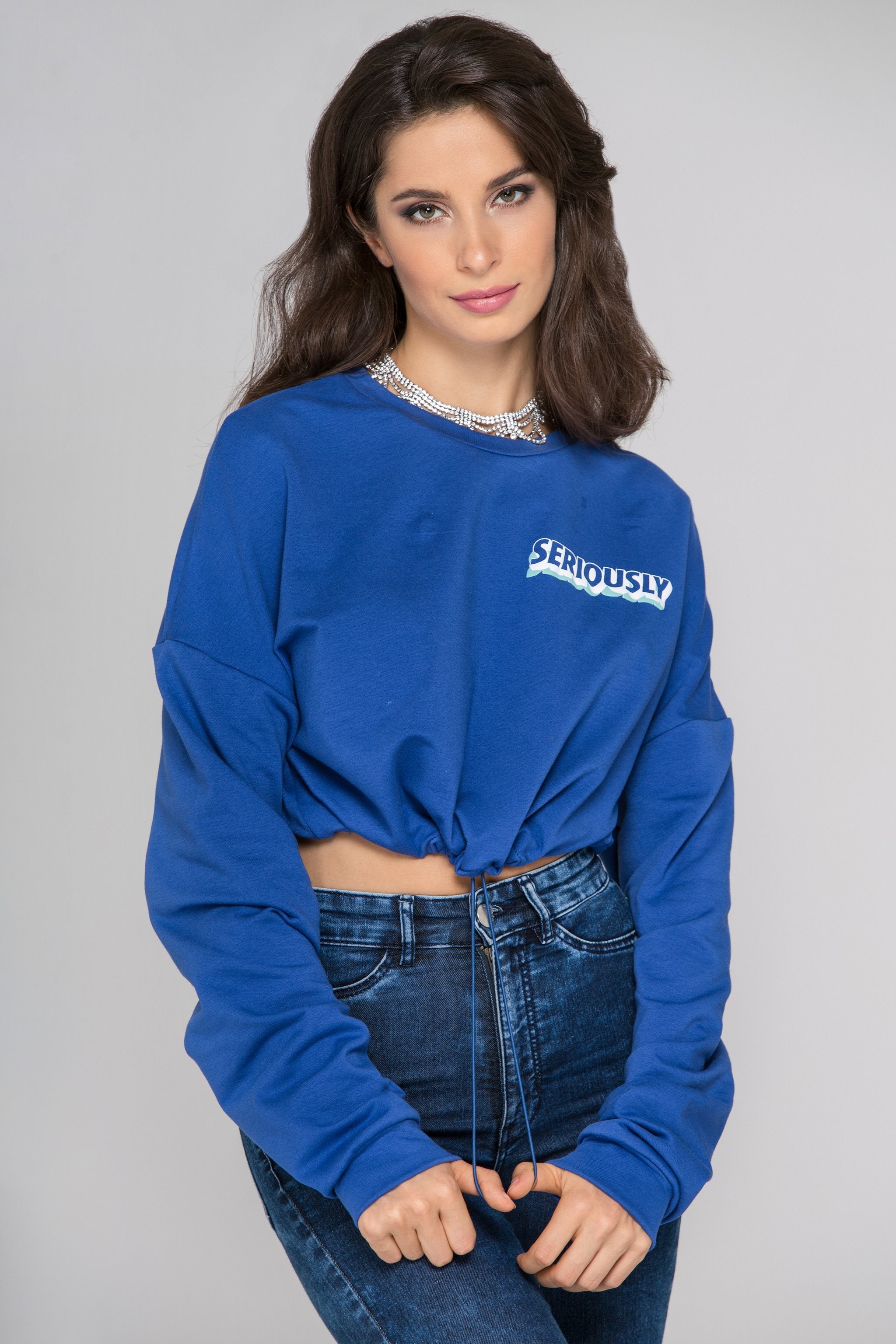 Seriously Blue Crop Sweatshirt