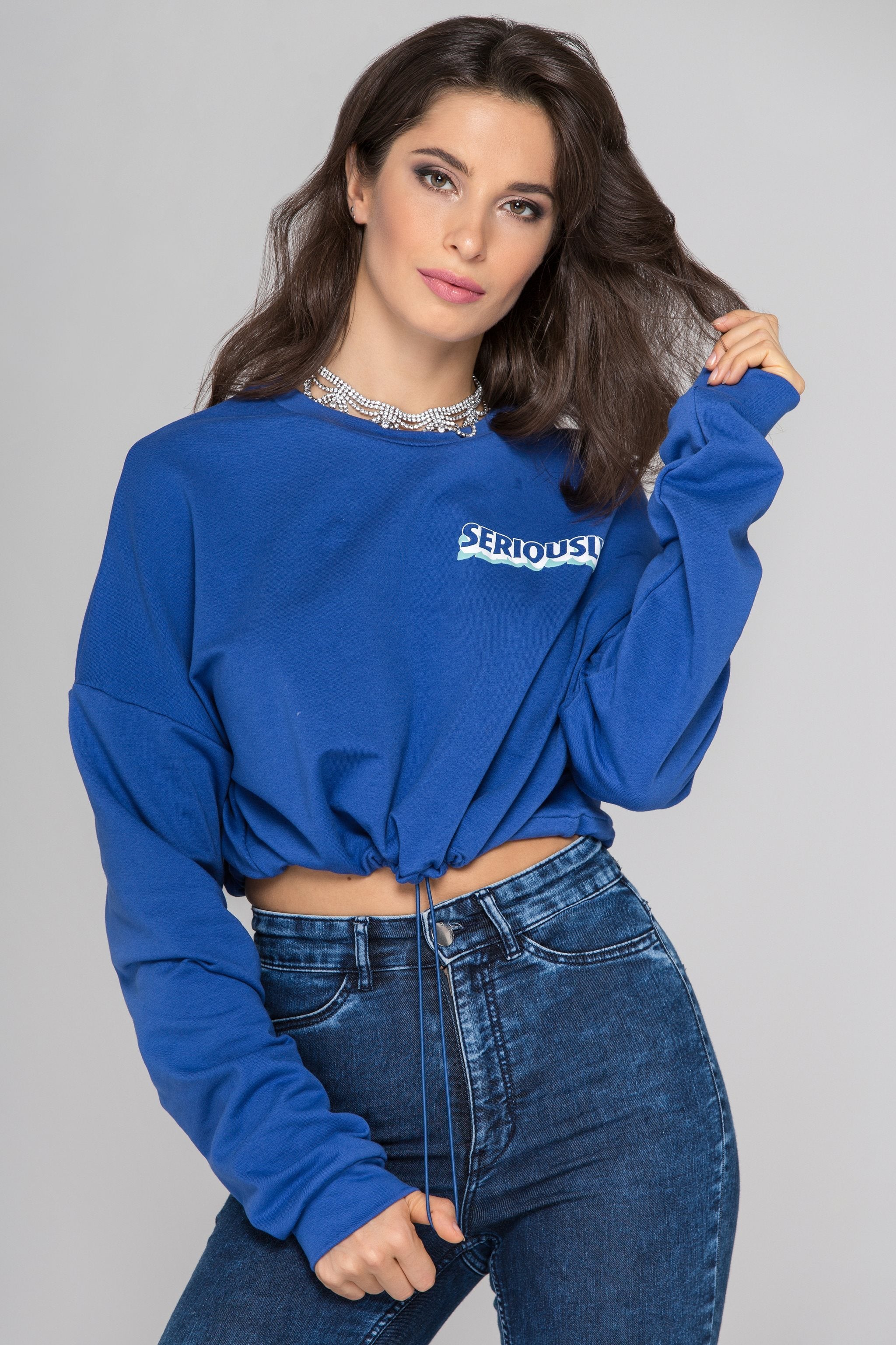 Seriously Blue Crop Sweatshirt