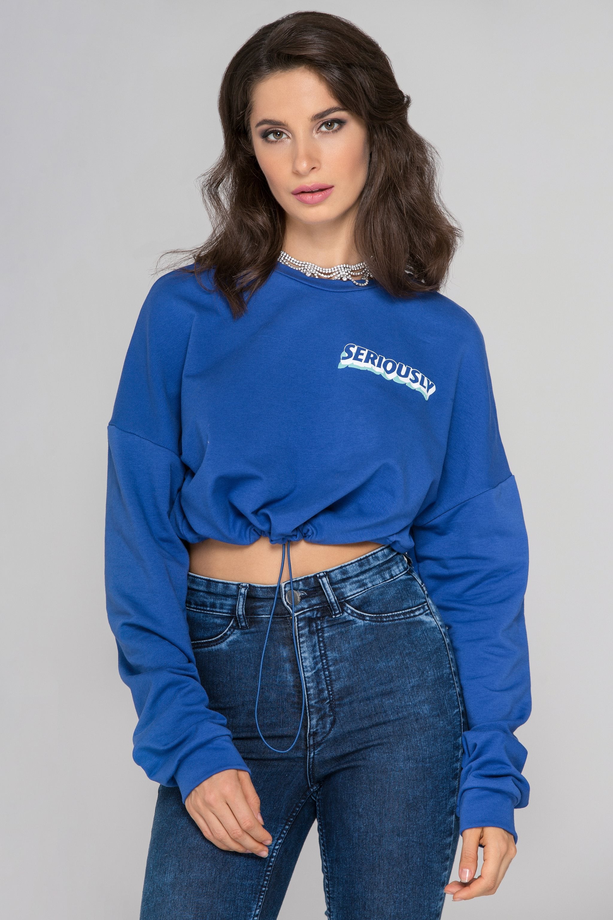 Seriously Blue Crop Sweatshirt