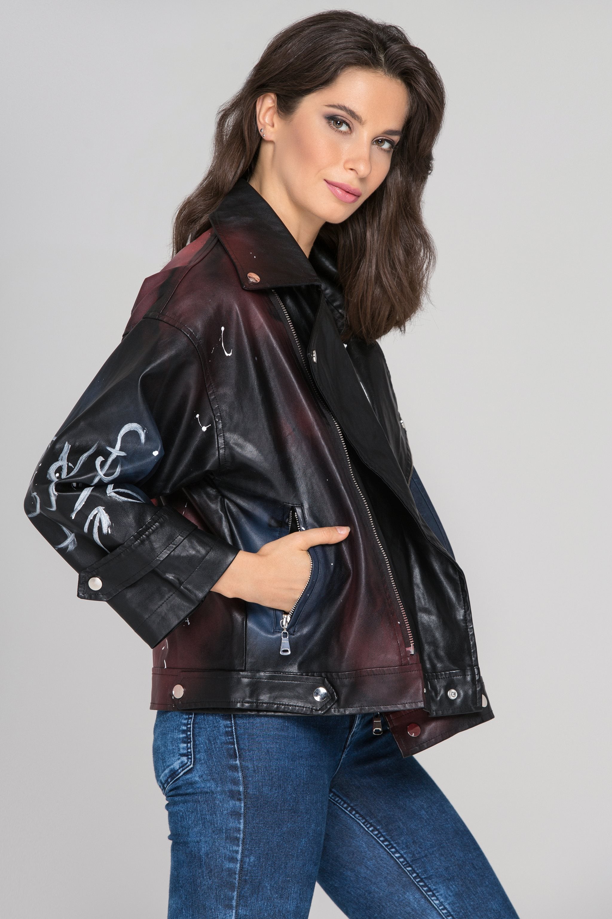 Dana AlTuwairsh - Spray Painted Faux Leather Jacket