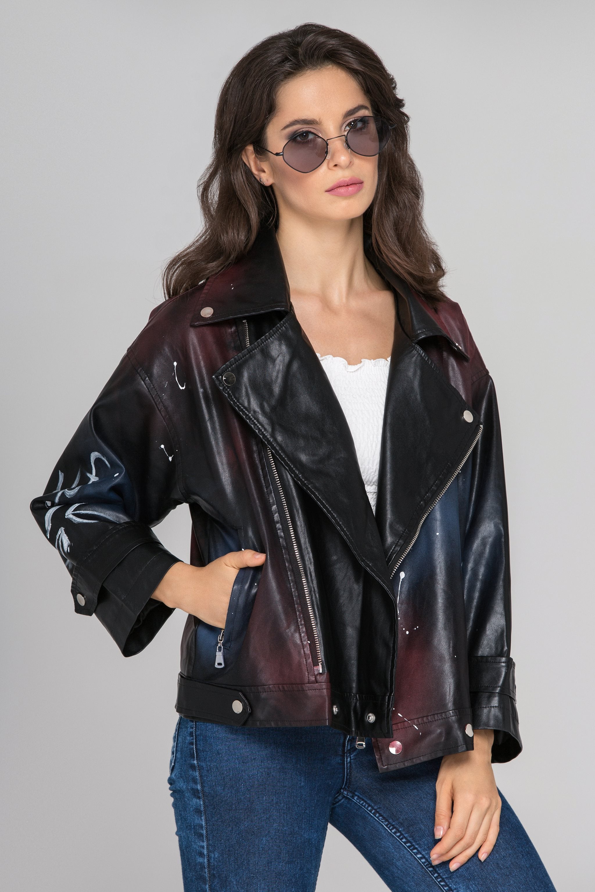 Dana AlTuwairsh - Spray Painted Faux Leather Jacket