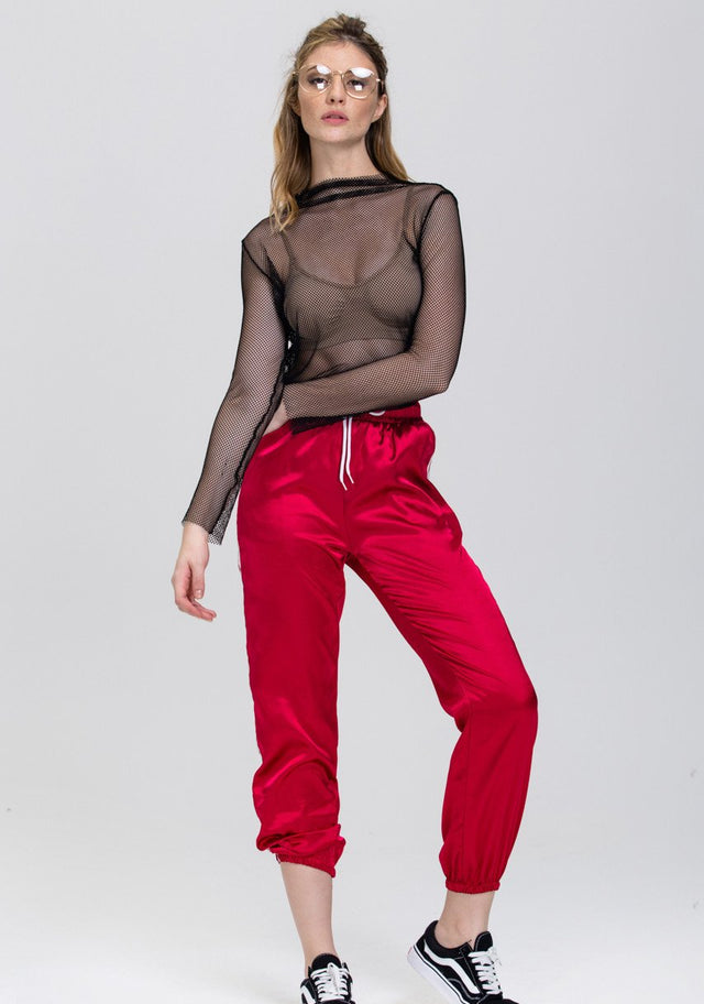 Black Fishnet Long Sleeves Top