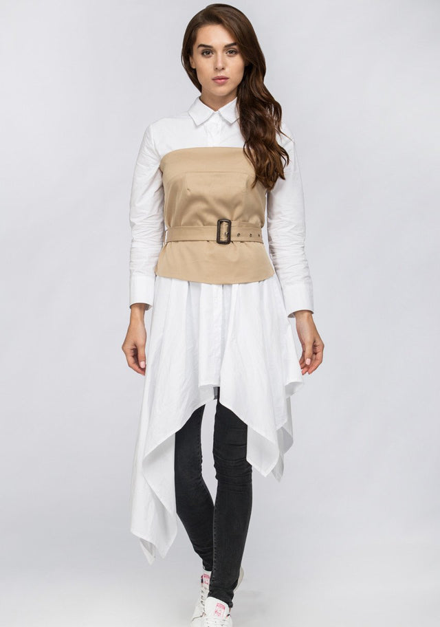 White Belt Corset Midi Dress