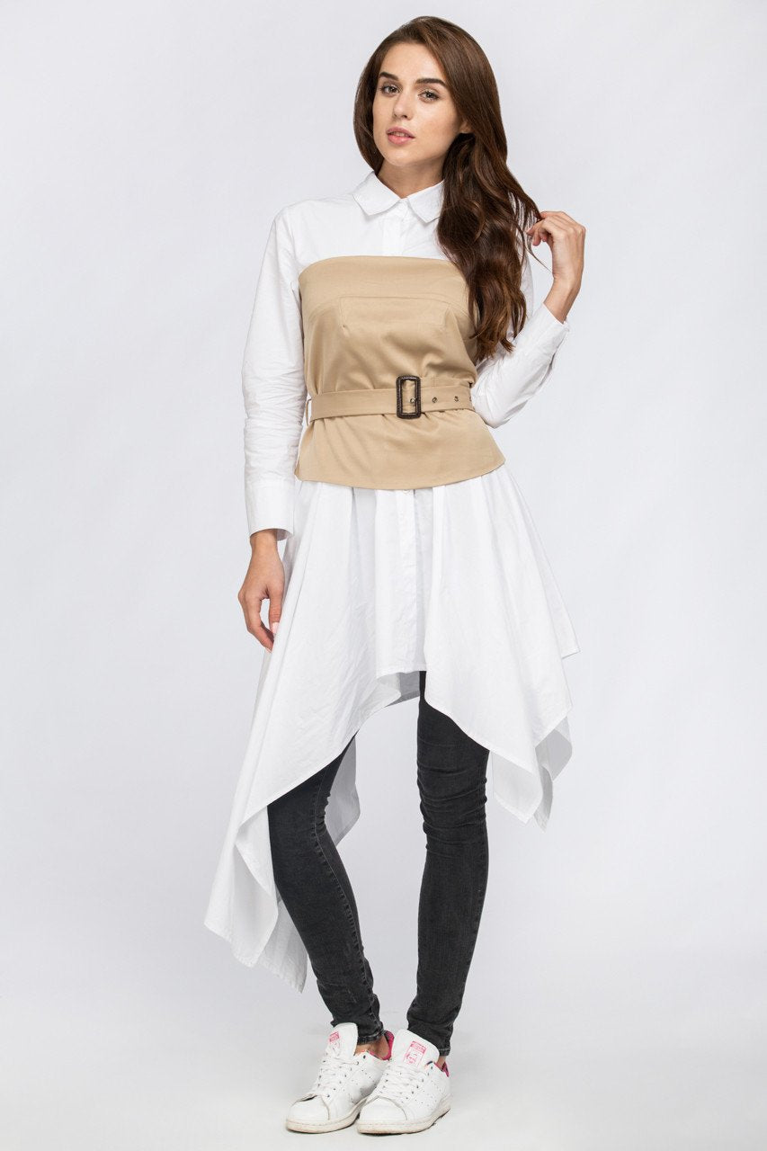 White Belt Corset Midi Dress