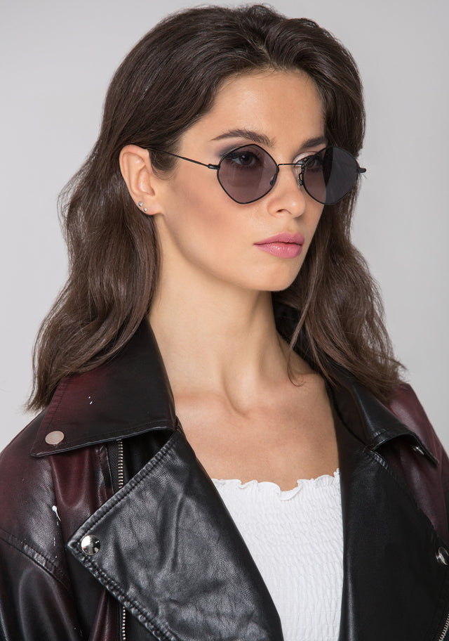 Black Vintage Slim Diamond Sunglasses
