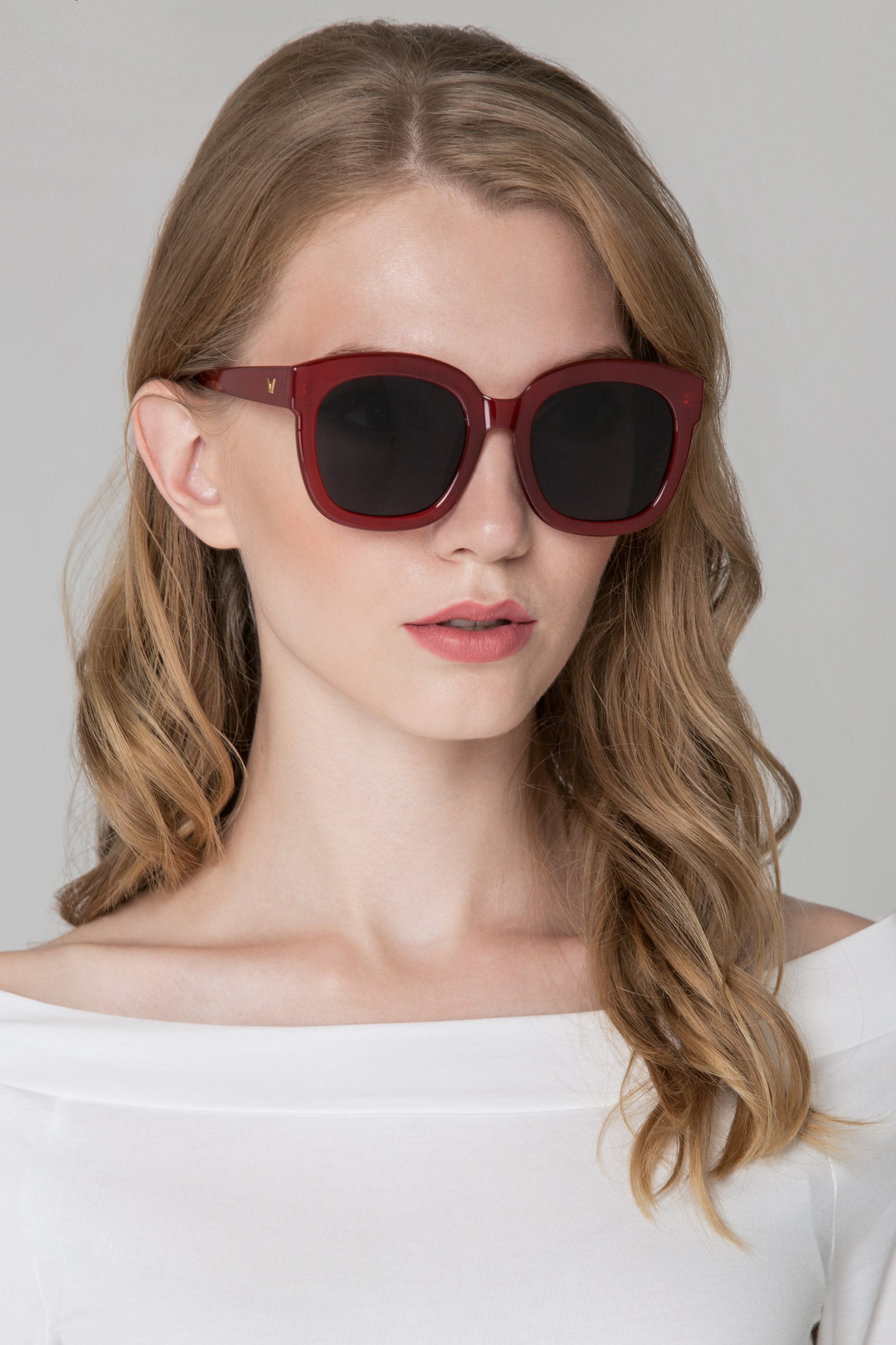 Burgundy Oversized Sunglasses