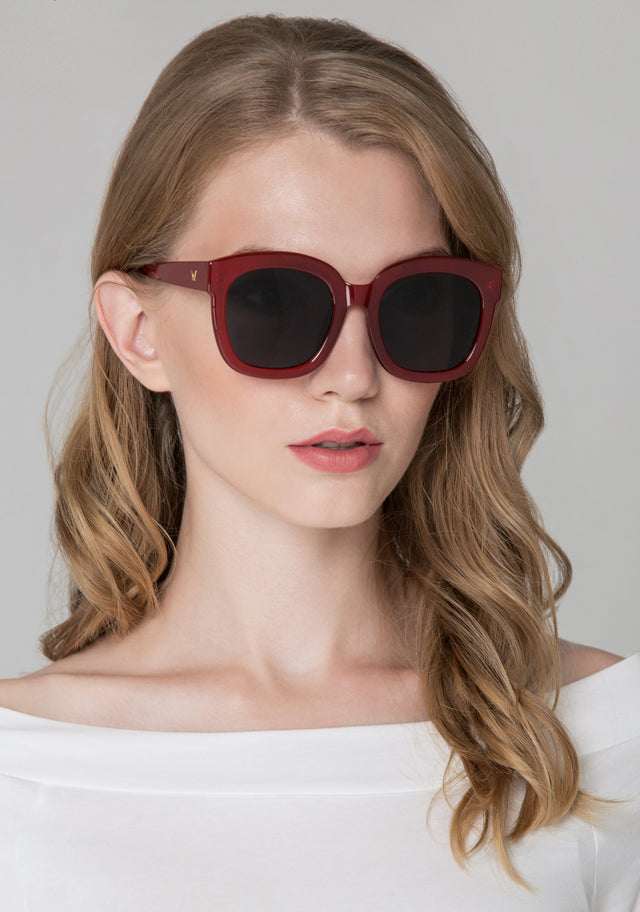 Burgundy Oversized Sunglasses
