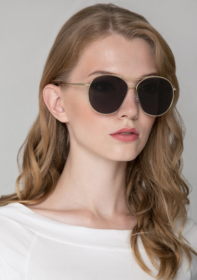 Gold Round Aviator Sunglasses