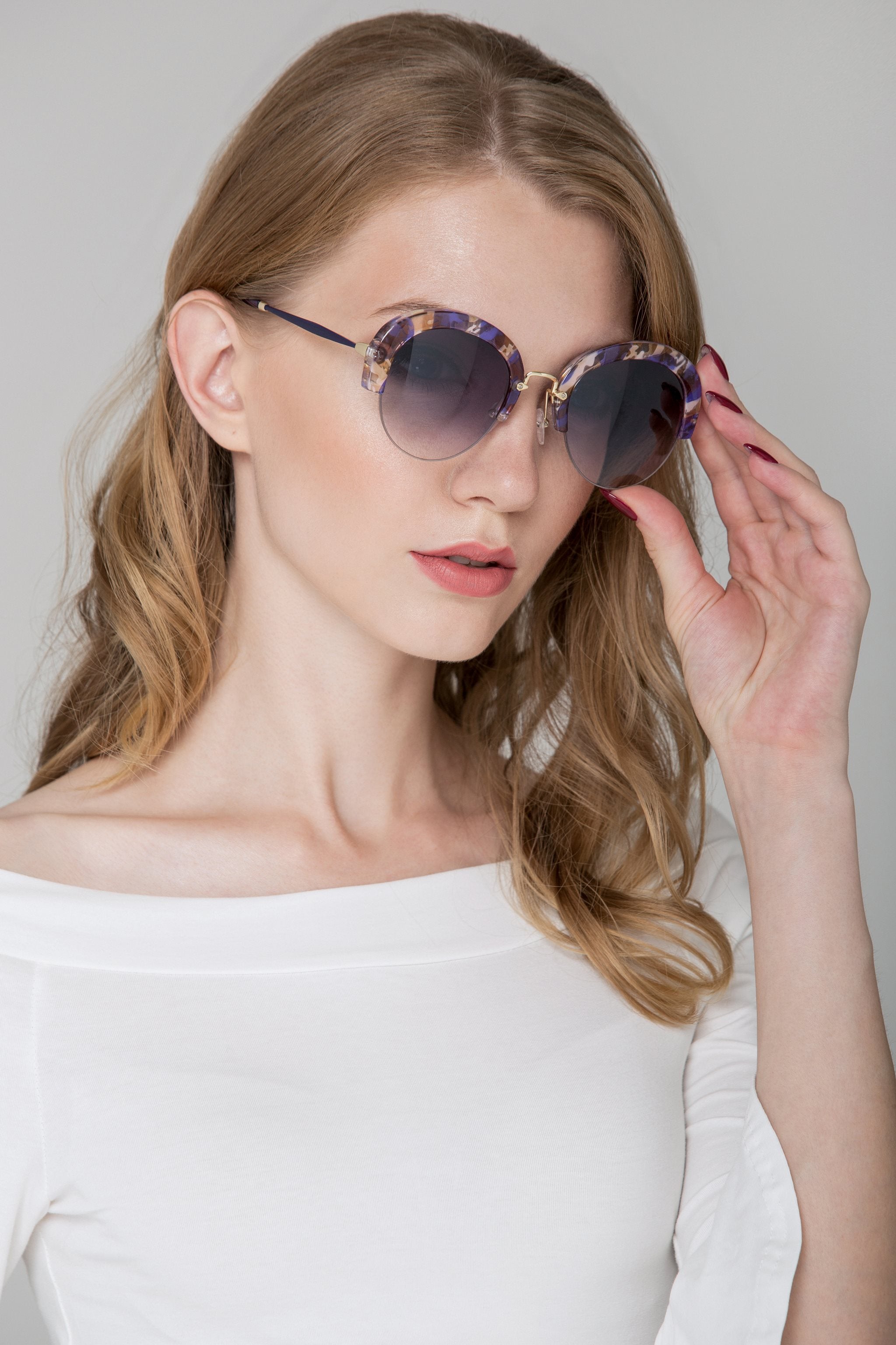 Purple Marble Top Rim Sunglasses
