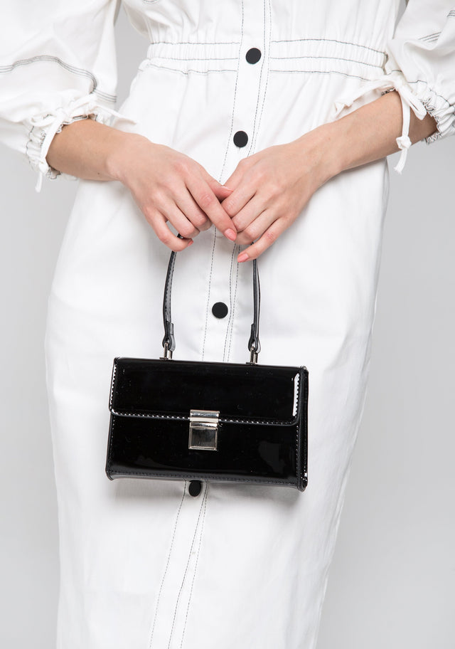 Black Patent Mini Flap Bag