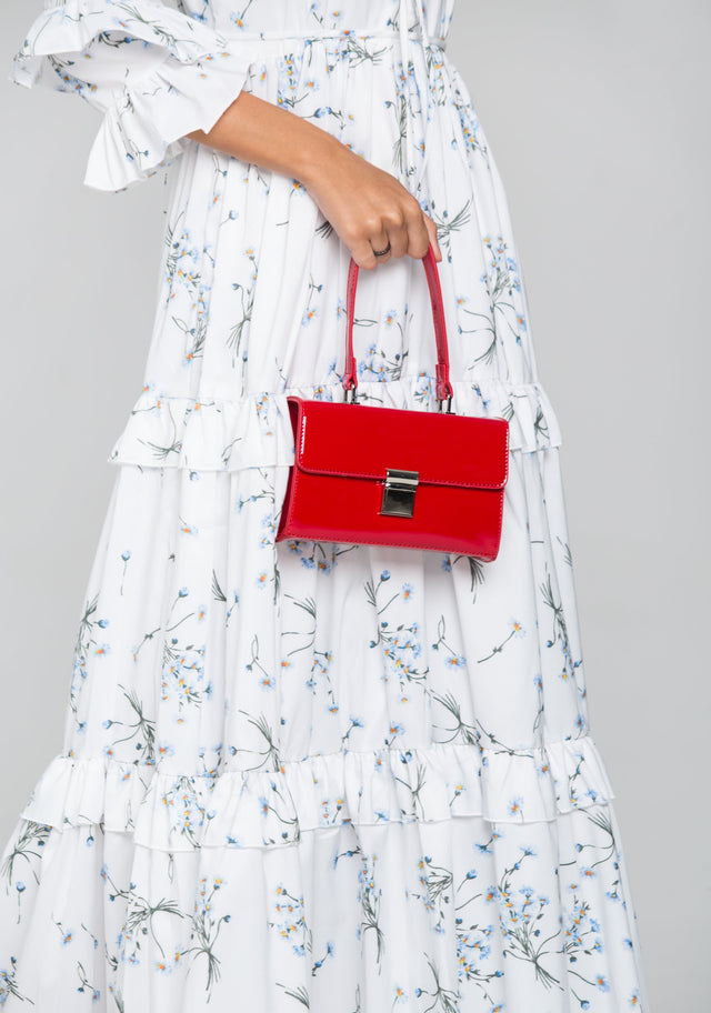 Red Patent Mini Flap Bag