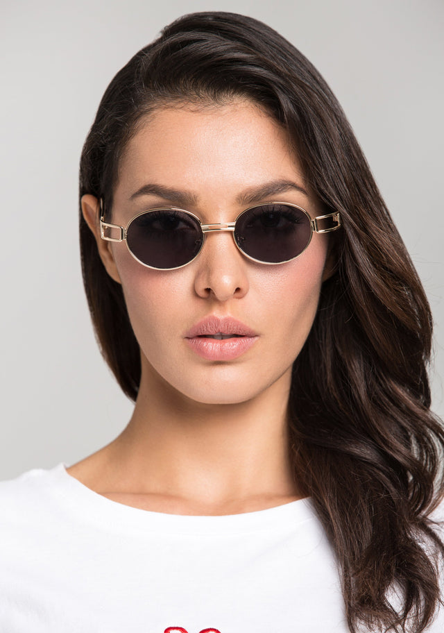 Black and Gold Double Temple Vintage Sunglasses