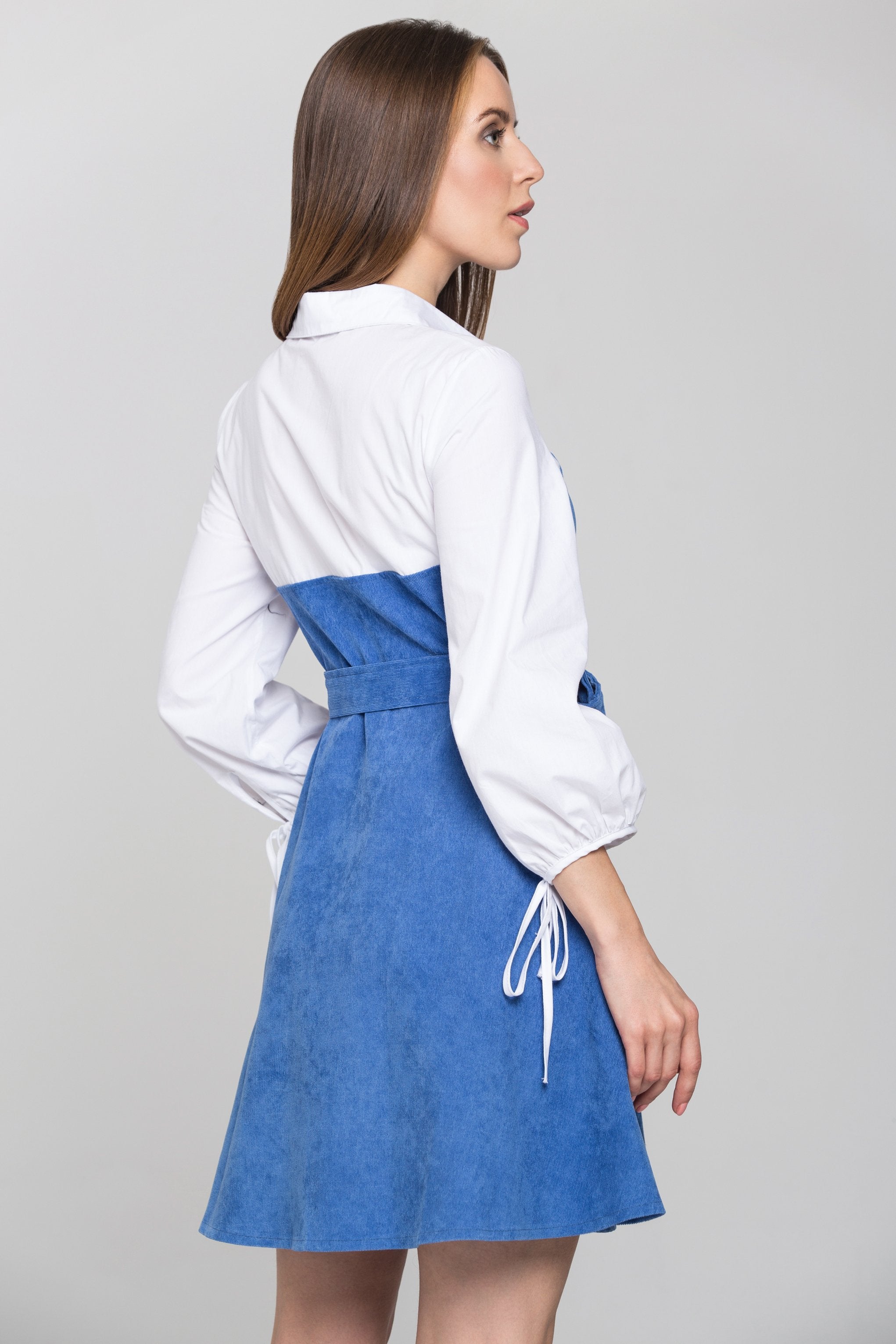 Sky Blue Chord Panel Princess Midi Dress