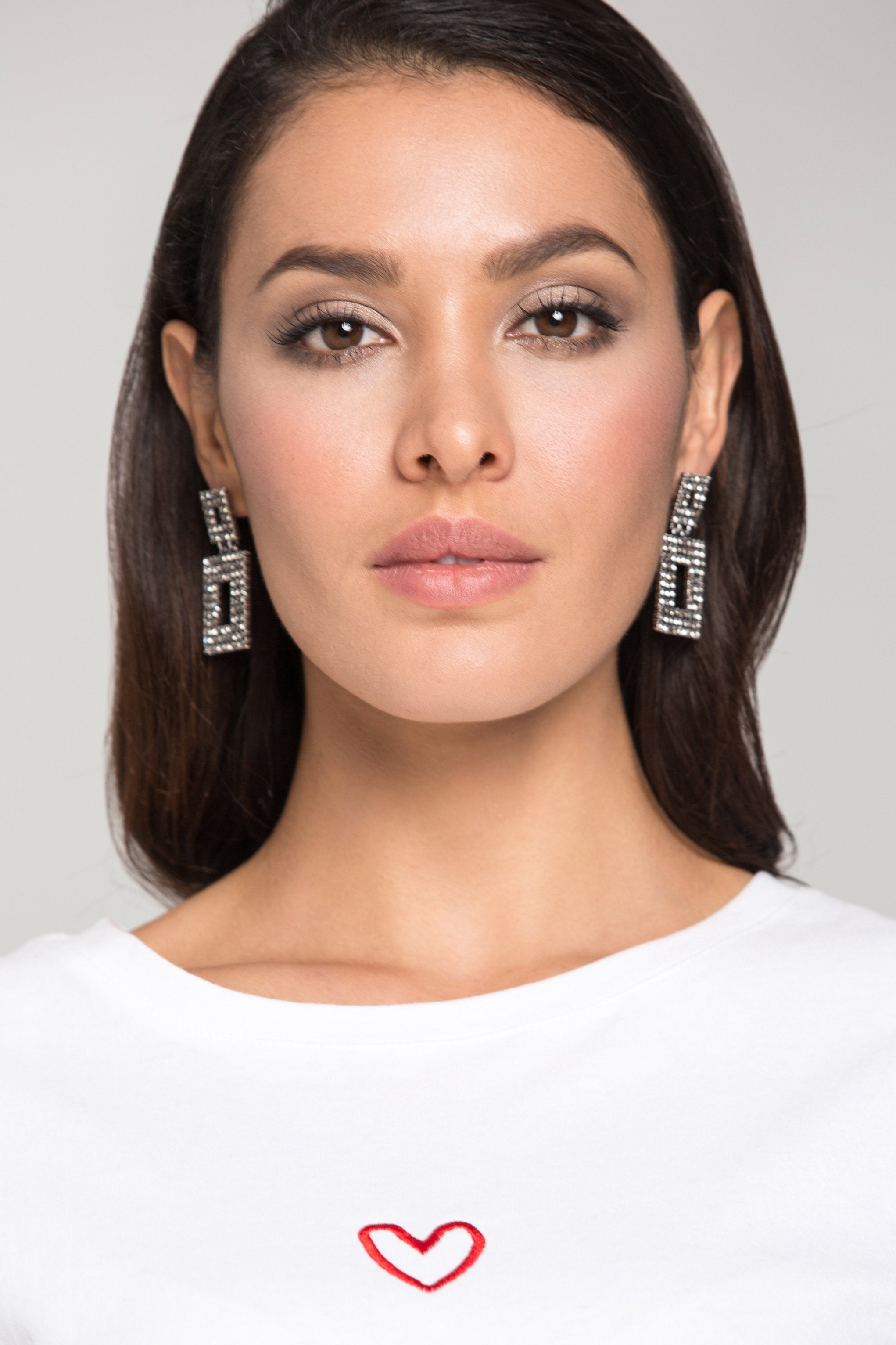 Square Onyx Rectangle Frame Earrings