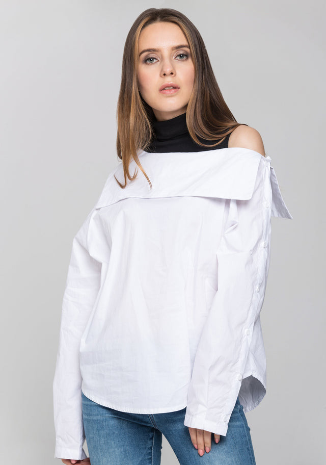 Black Turtle Neck Cold Shoulder Panel Top