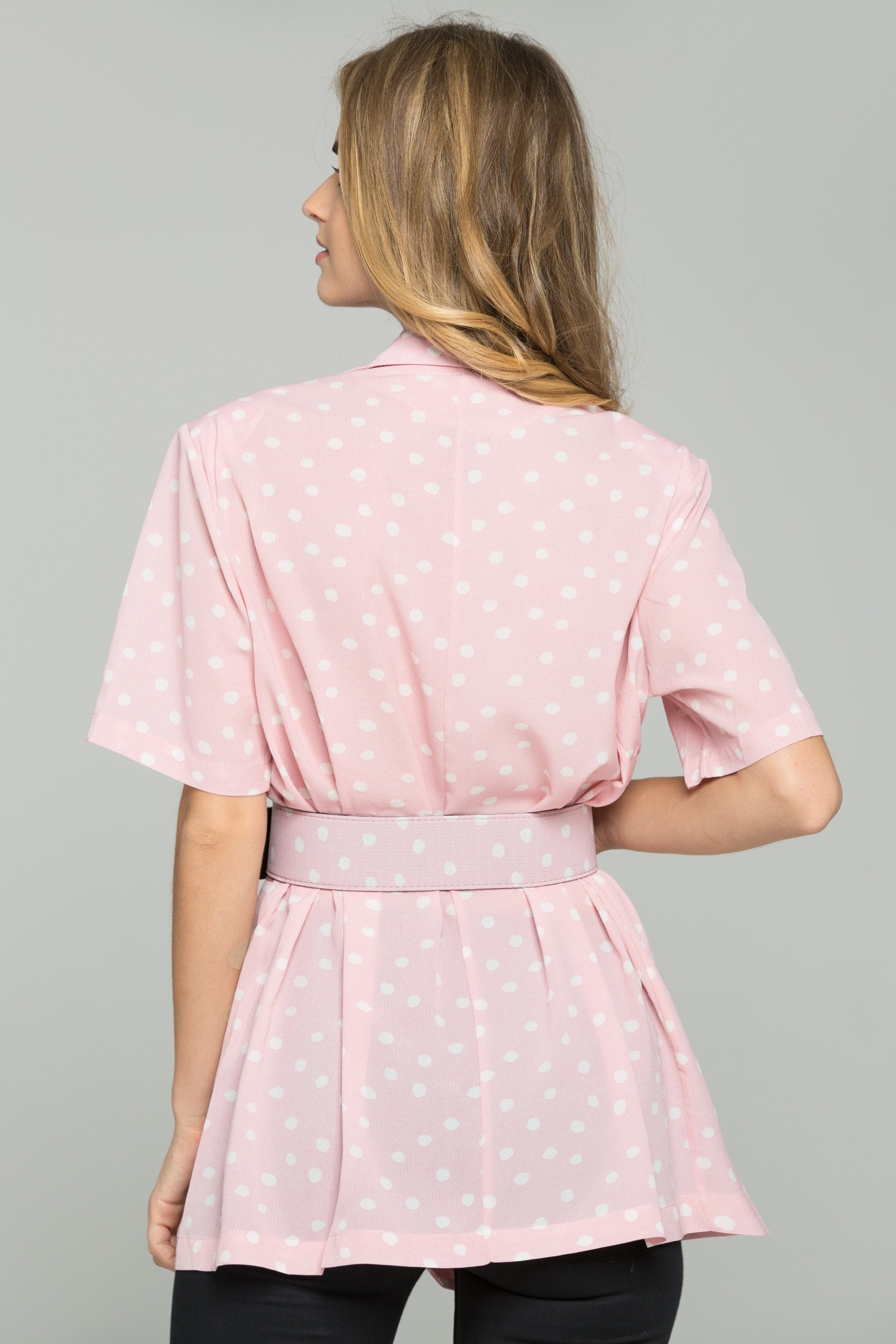 Baby Pink and White Polka Blazer Dress