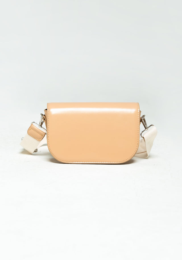 Beige Front Flap Cross Body Bag