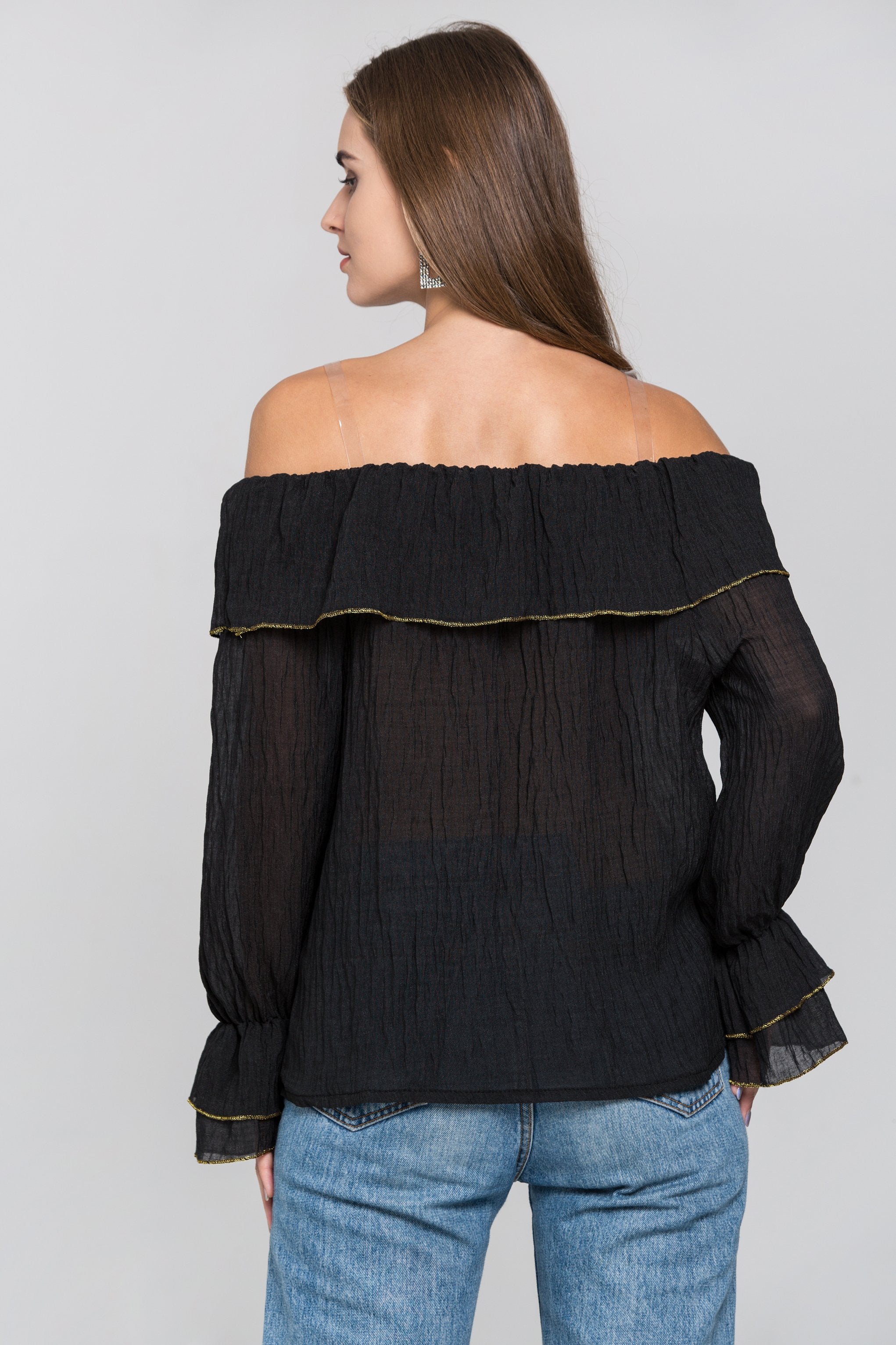 Black Crepe Transparent Belt Strap