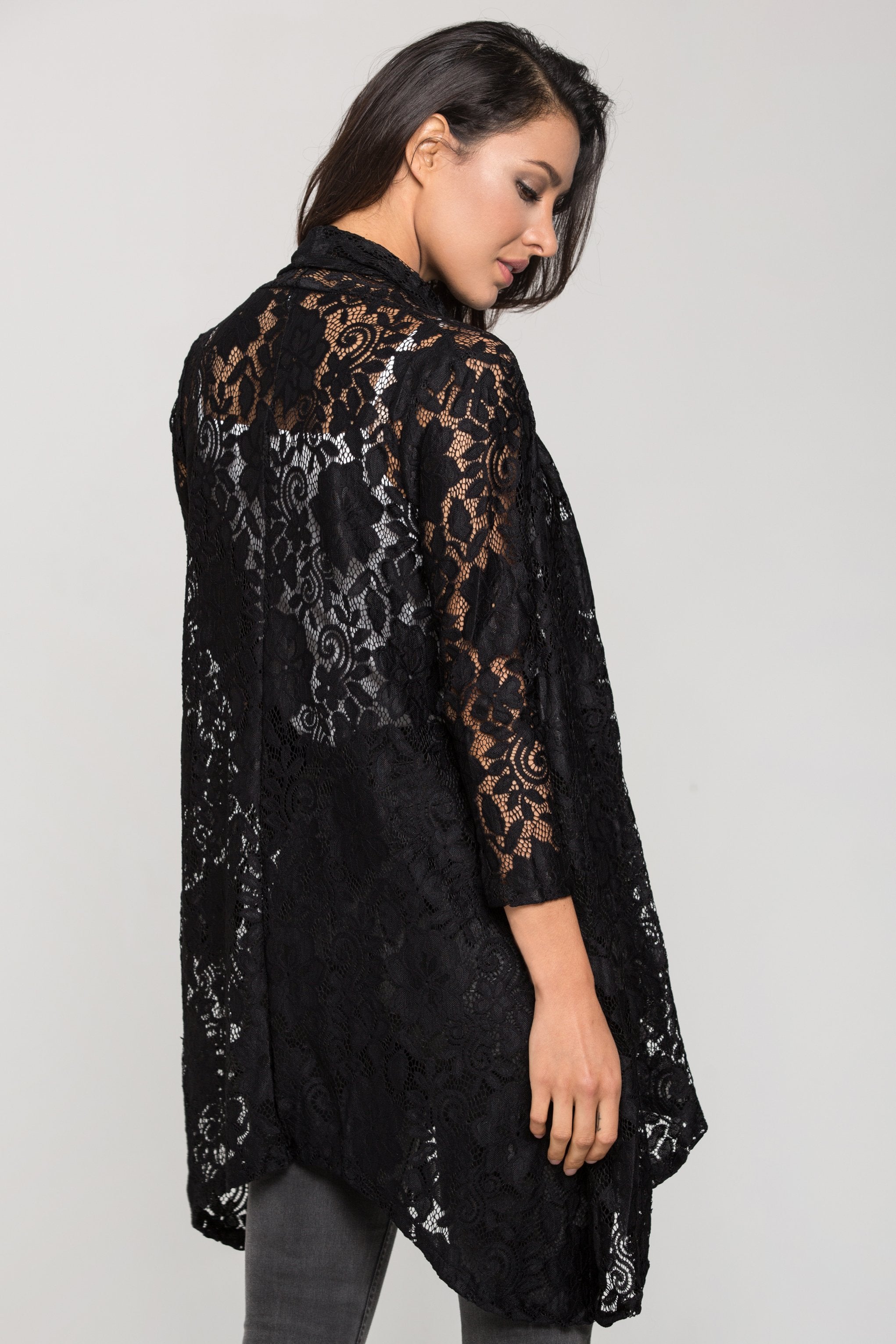 Black Lace Wrap Top