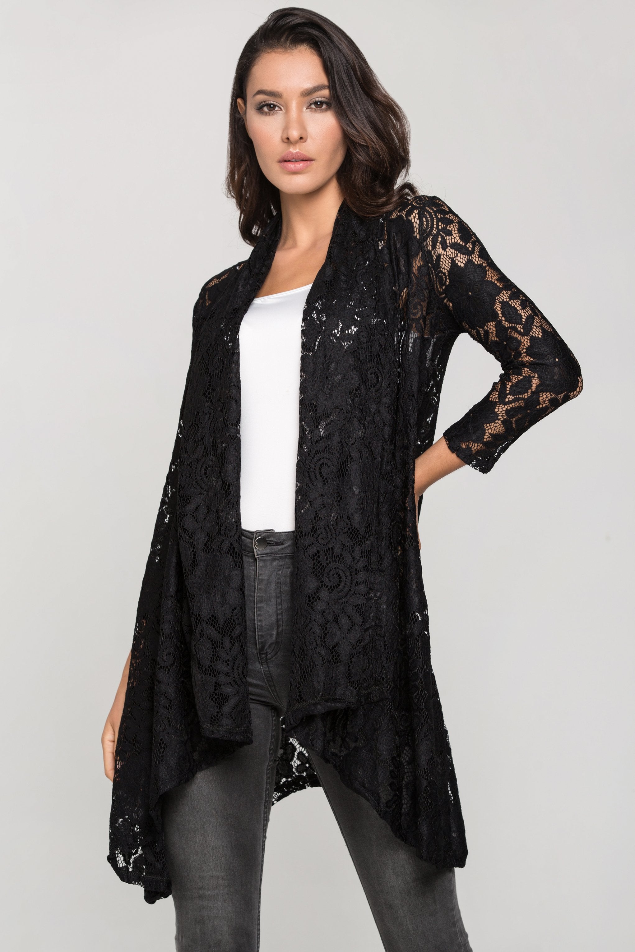 Black Lace Wrap Top