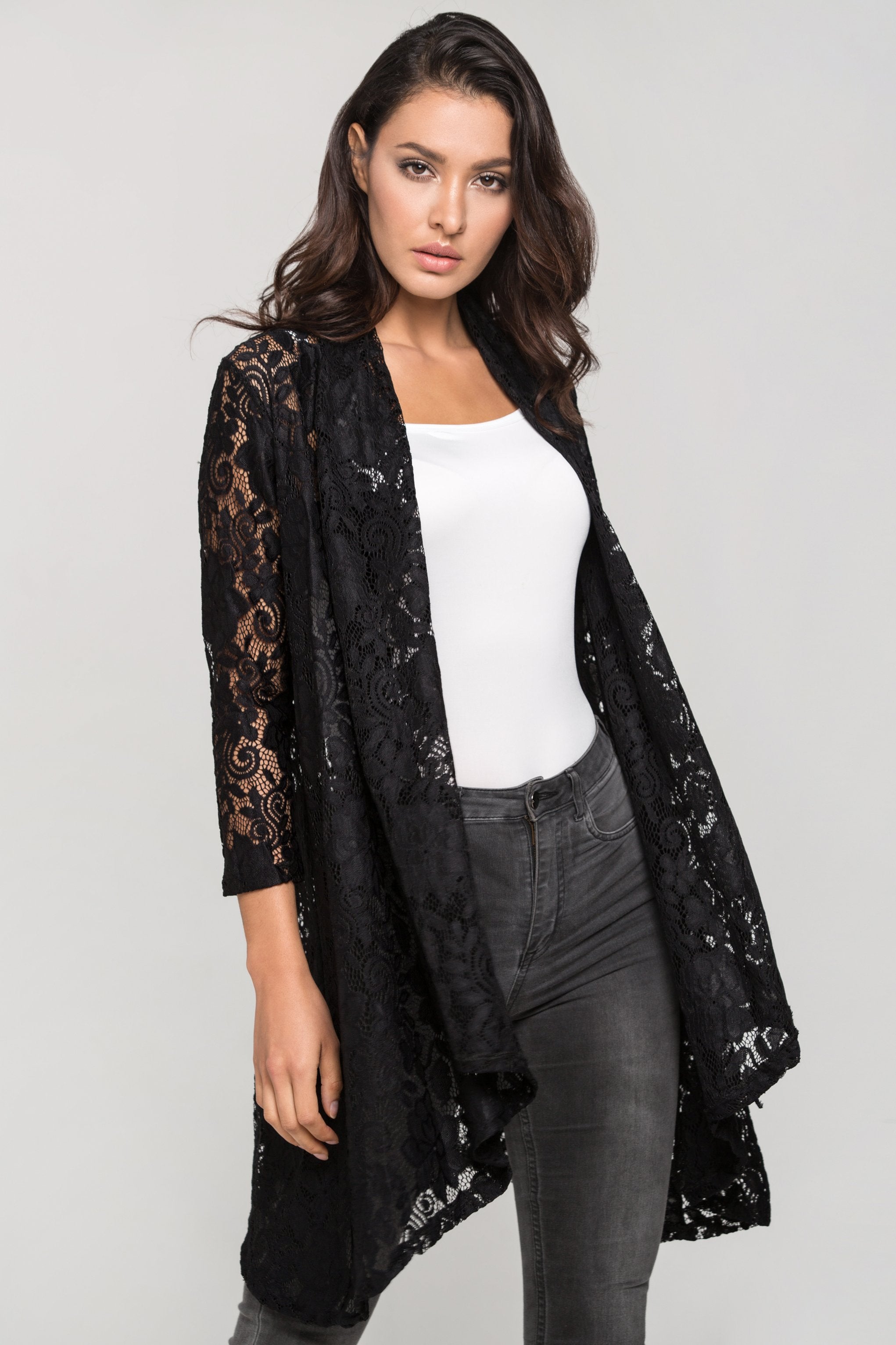 Black Lace Wrap Top