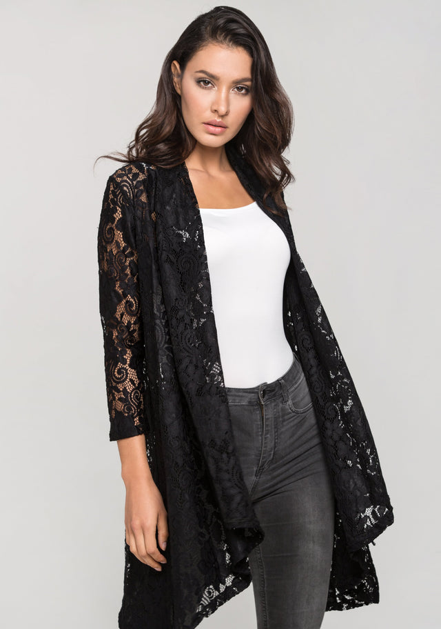Black Lace Wrap Top