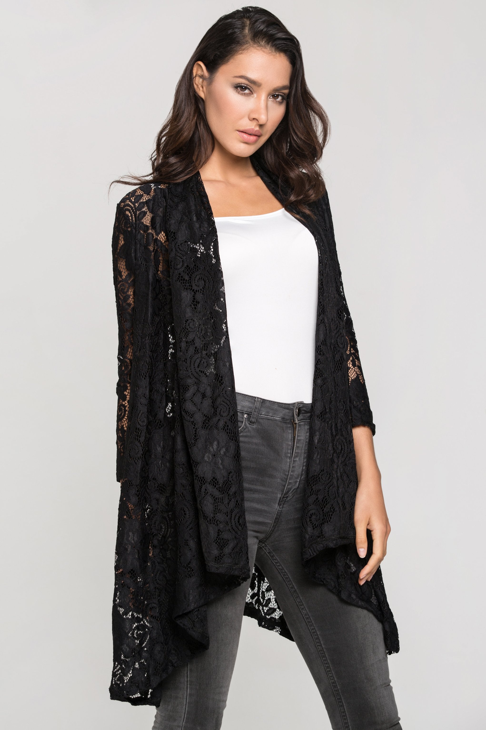 Black Lace Wrap Top