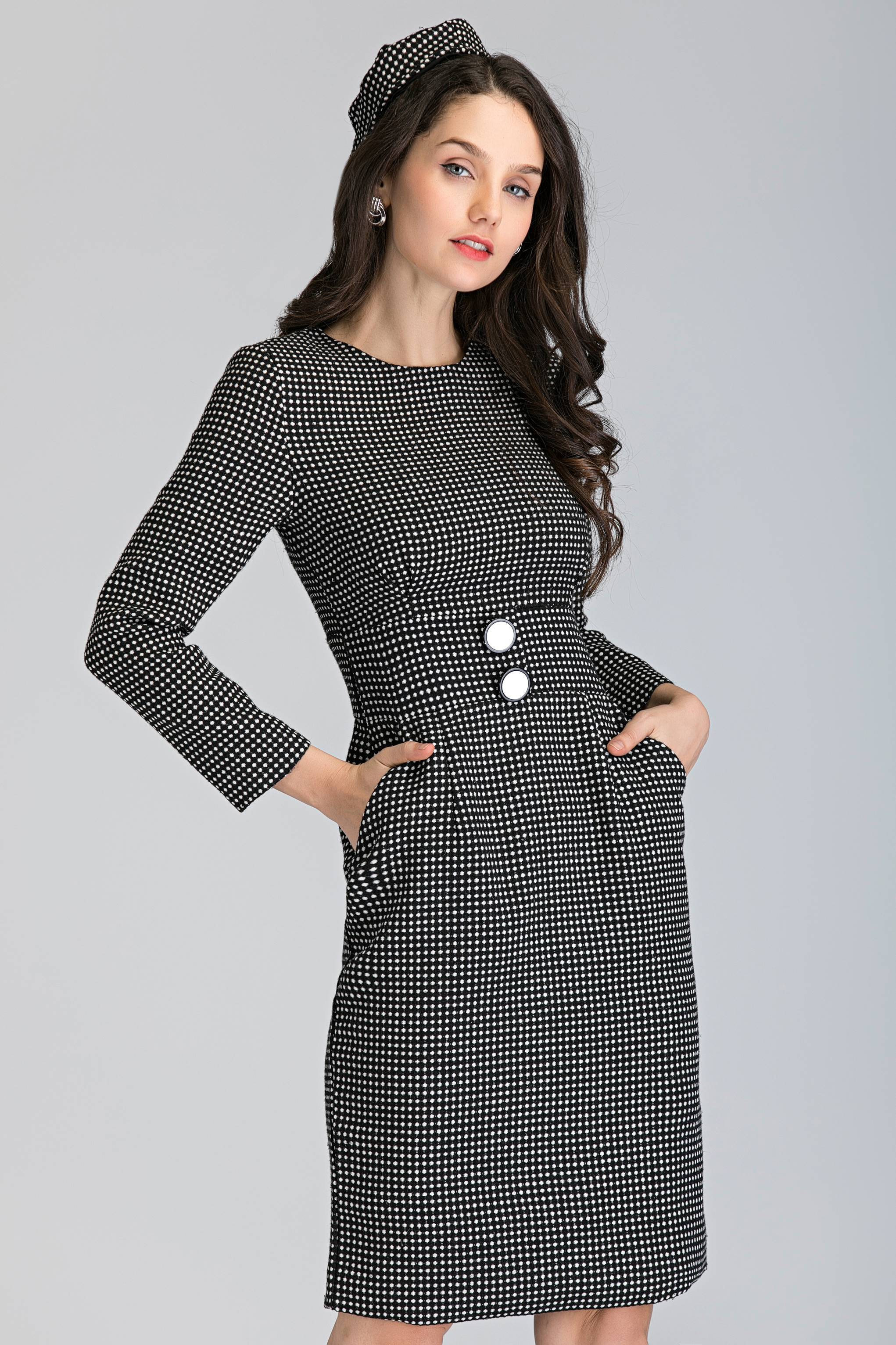 Black Parisian Polka Dot Midi Dress with Beret