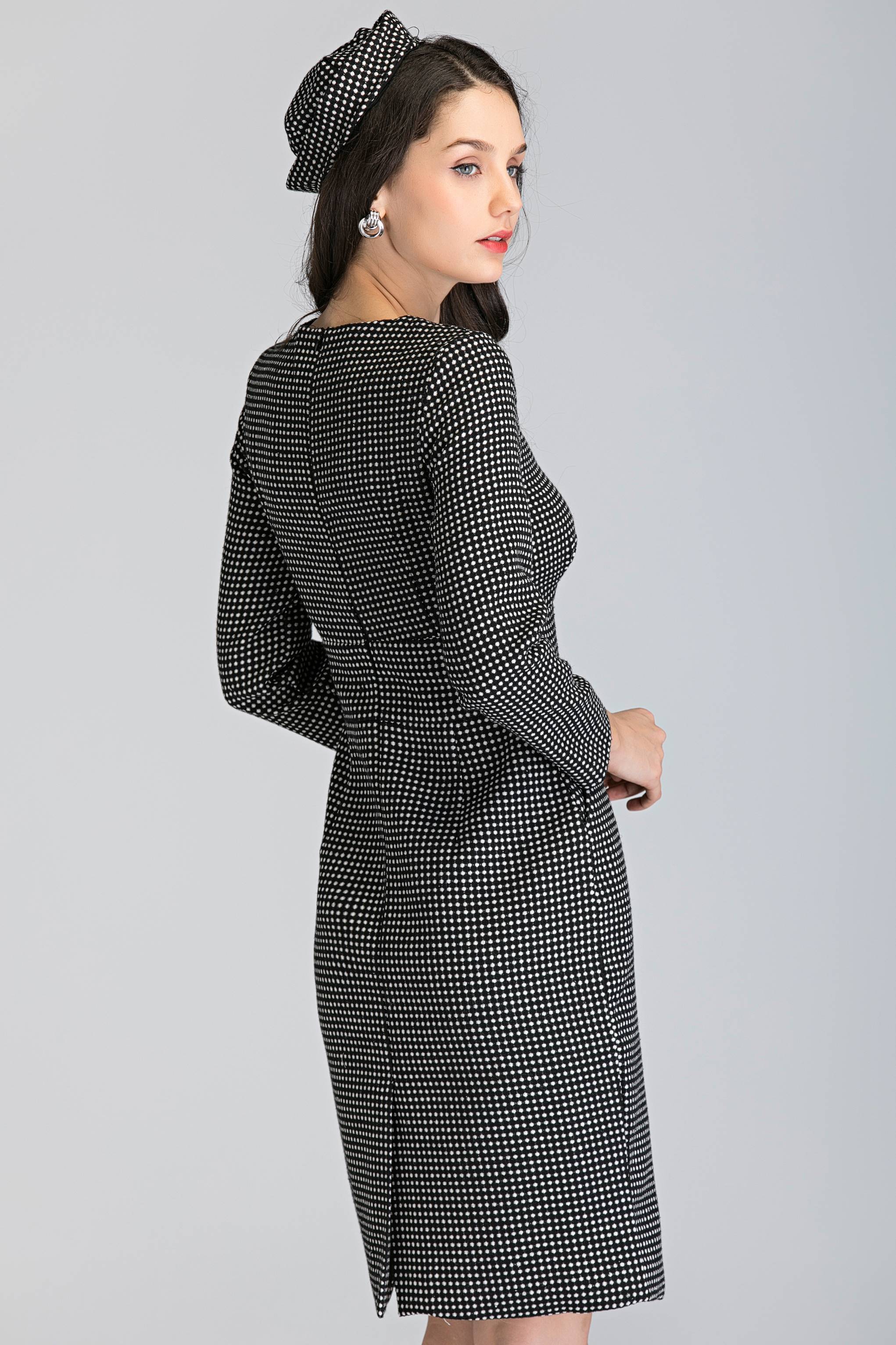 Black Parisian Polka Dot Midi Dress with Beret