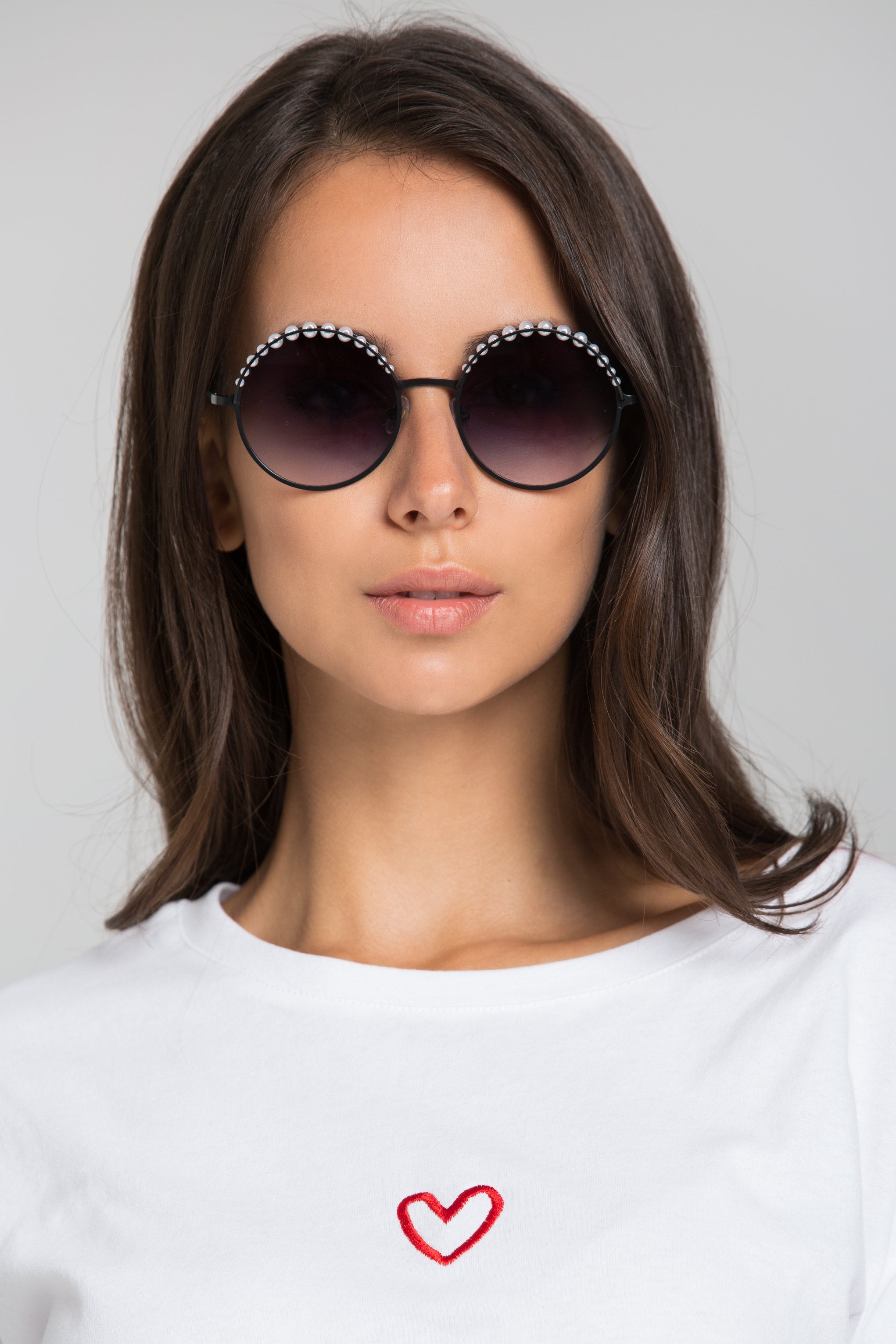 Black Pearl Top Rim Round Sunglasses