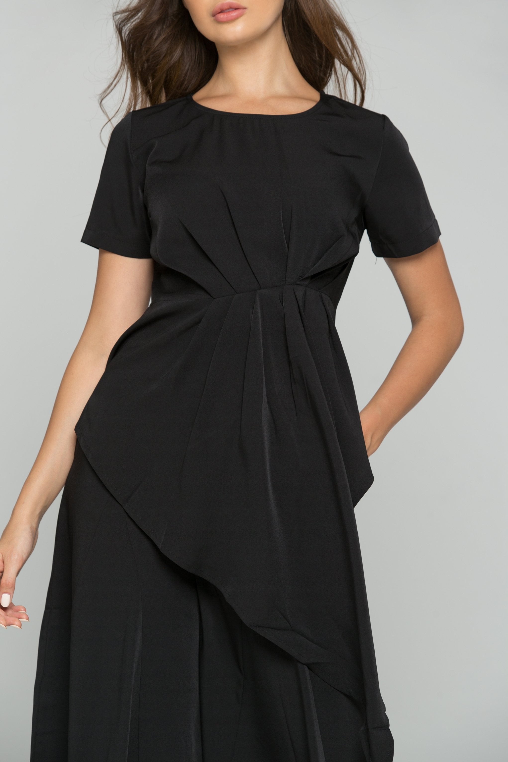 Black Polyester Pleated Palazzo Co-ord