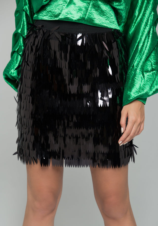 Black Sequined Mini Skirt