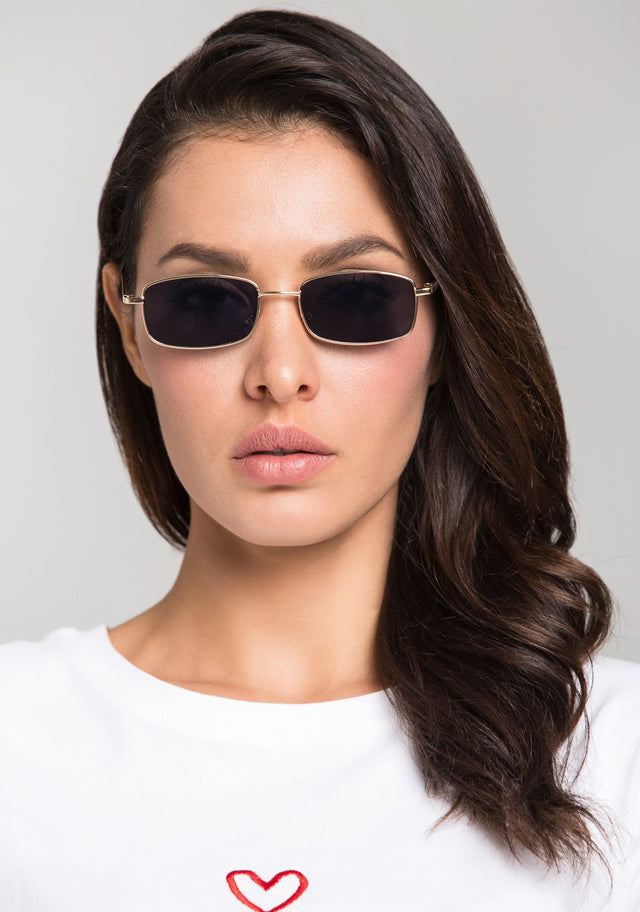 Black Square Slim Vintage Sunglasses
