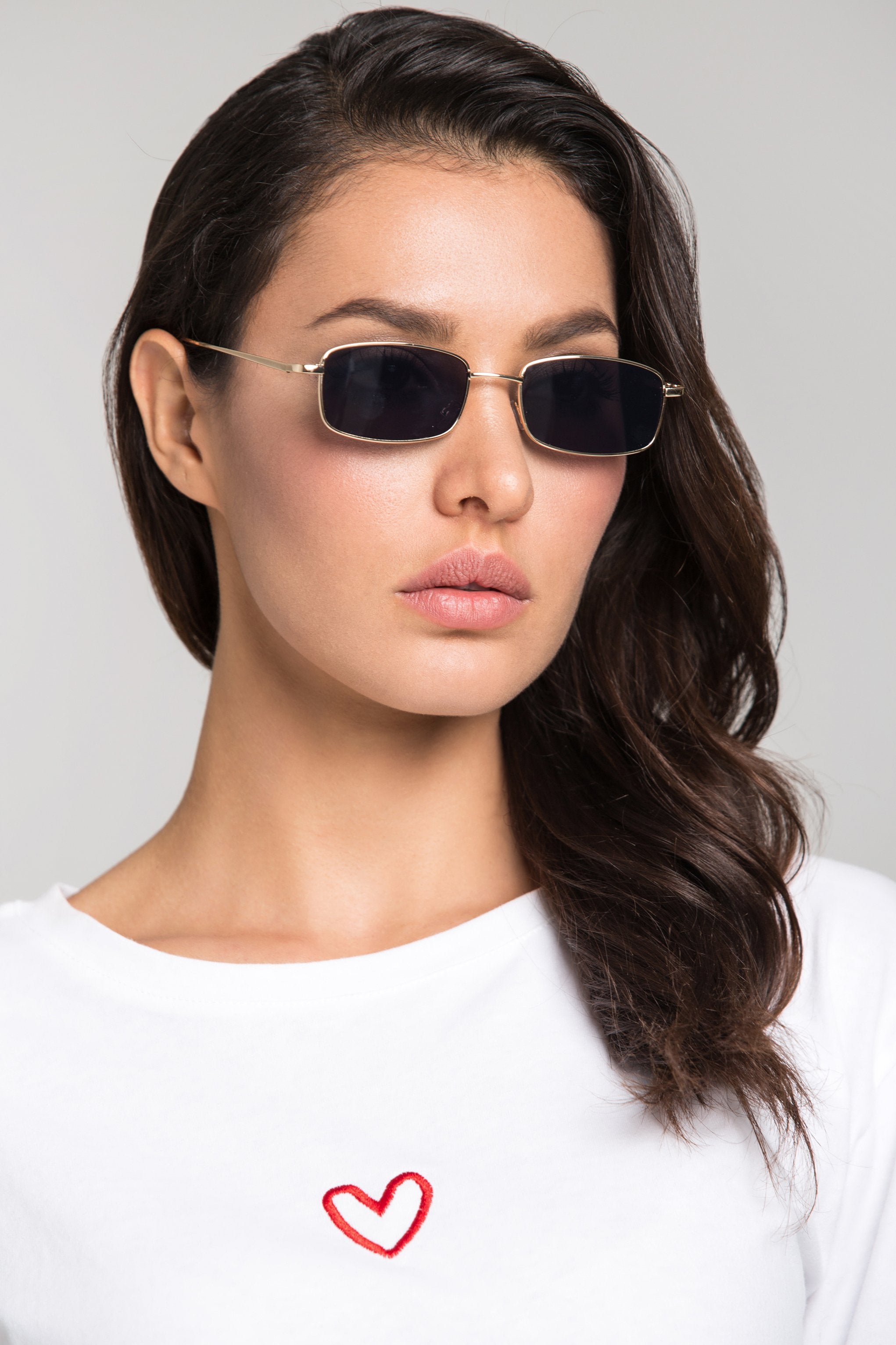 Black Square Slim Vintage Sunglasses