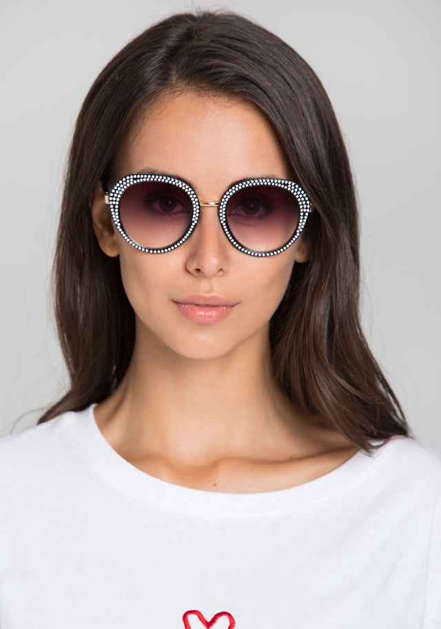 Black Studded Transparent Sunglasses