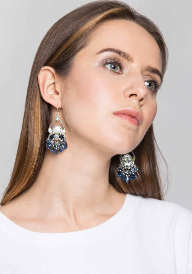 Blue Crystal Chandelier Earrings