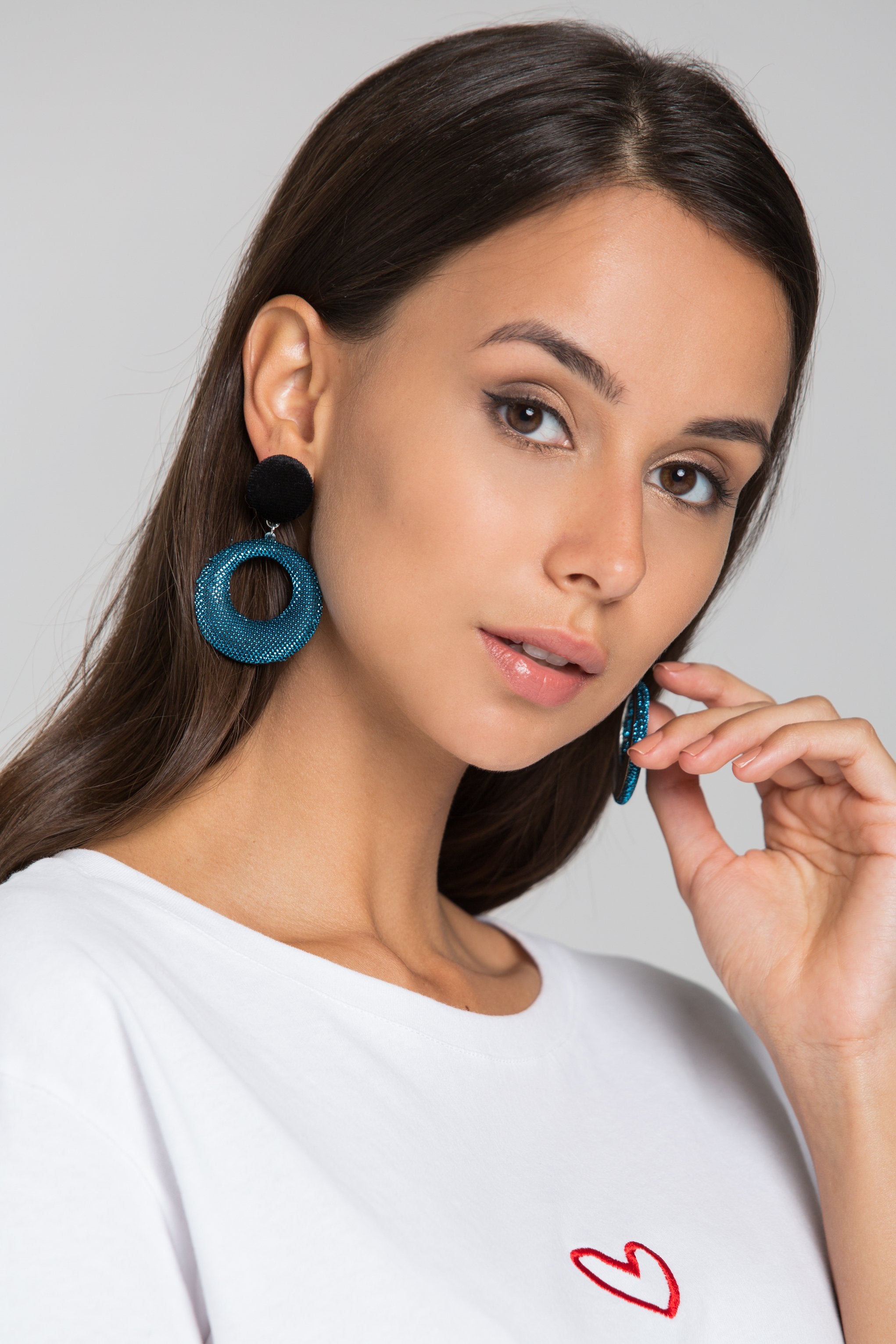 Blue Glitter Blue Fabric Drop Earrings
