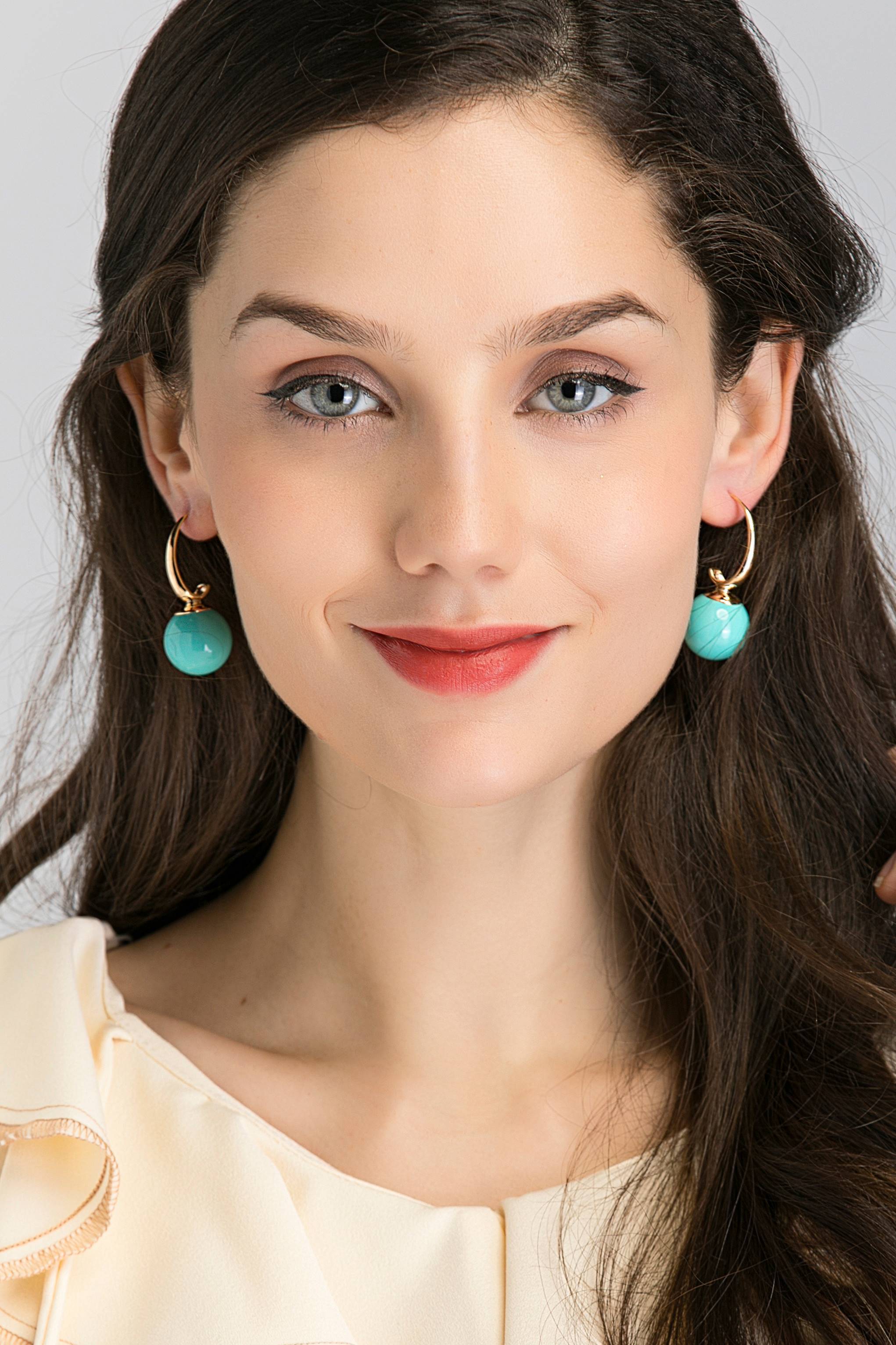 Blue Sphere Drop Earrings