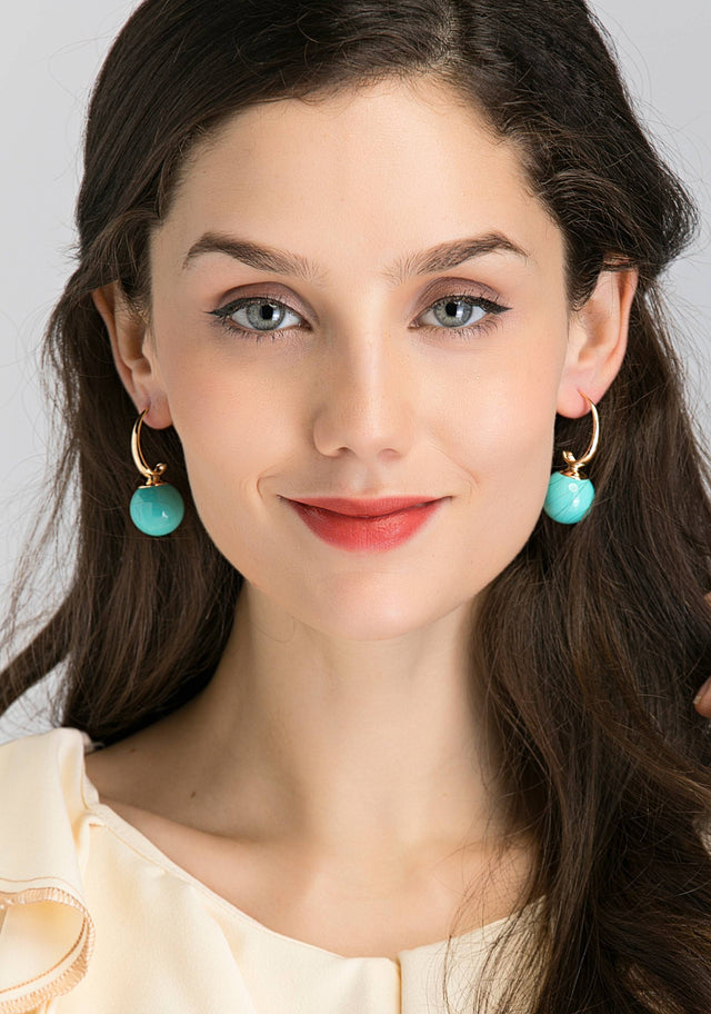 Blue Sphere Drop Earrings