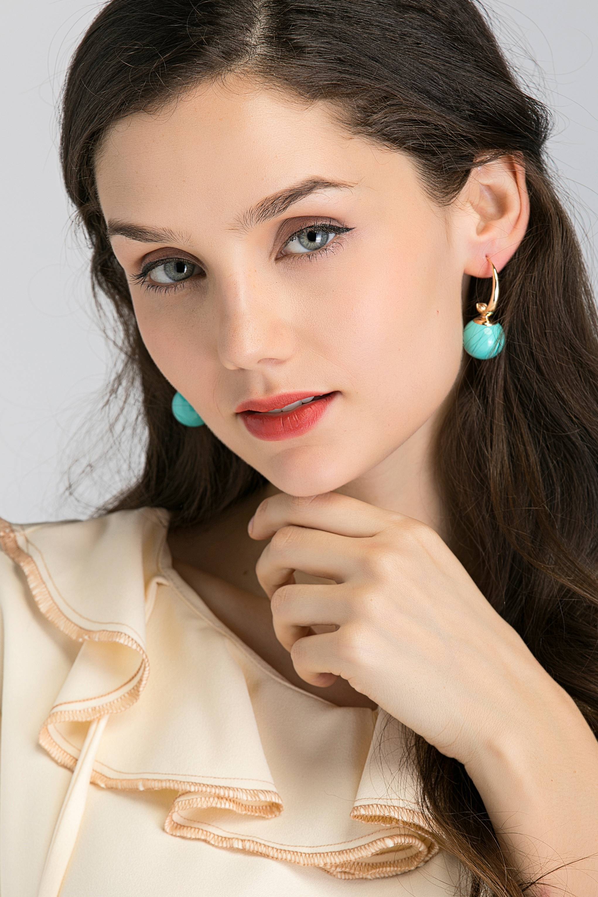 Blue Sphere Drop Earrings