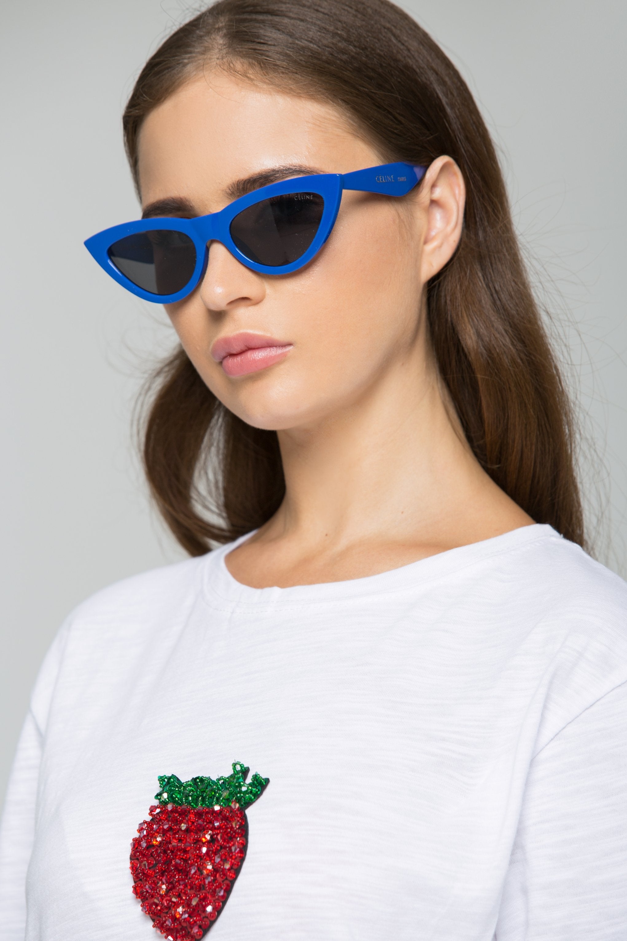 Blue Vintage Pointy Slim Cat Eye Sunglasses