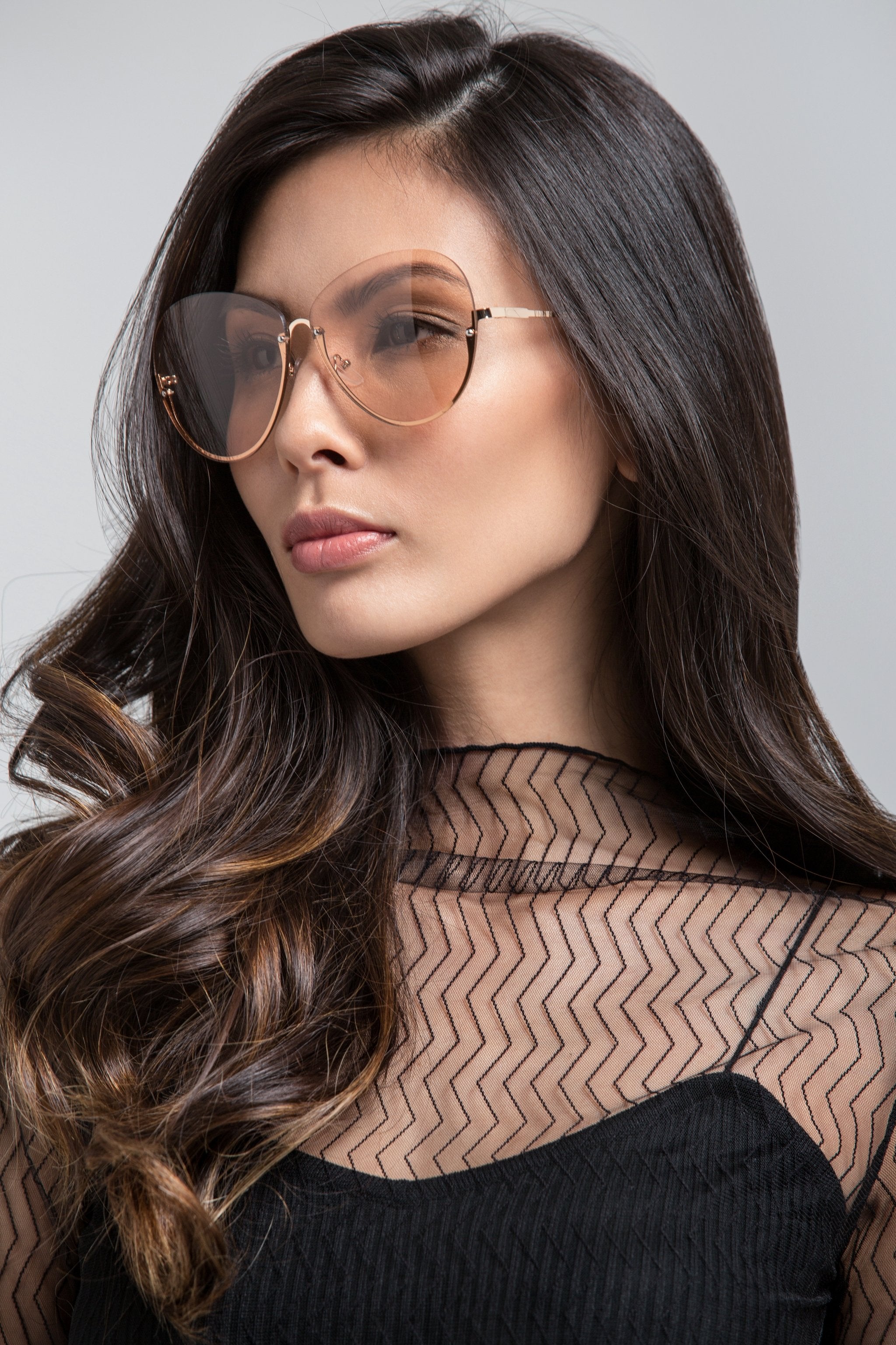 Blush Bottom Rim Aviator Sunglasses
