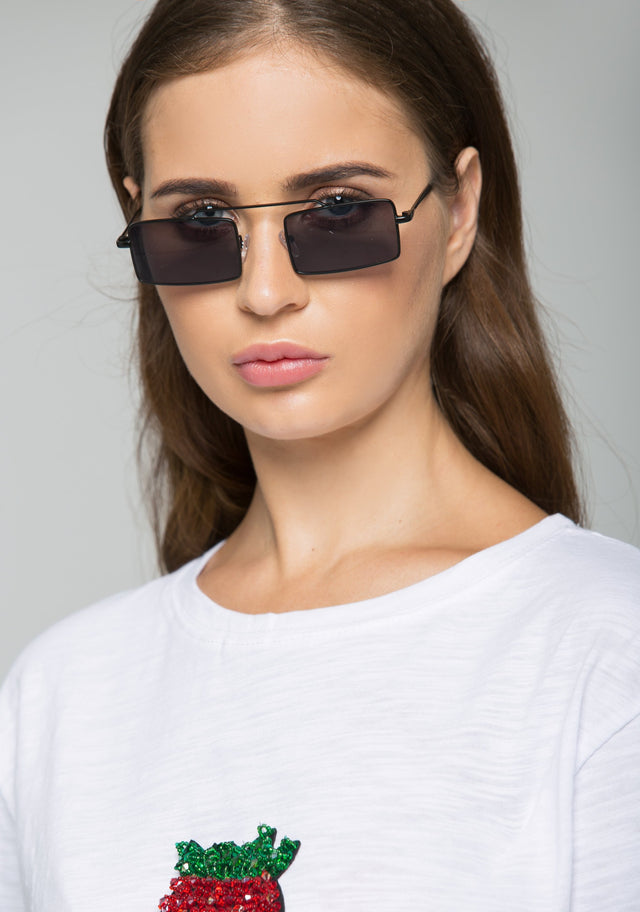Charcoal Black Double Bridge Square Sunglasses