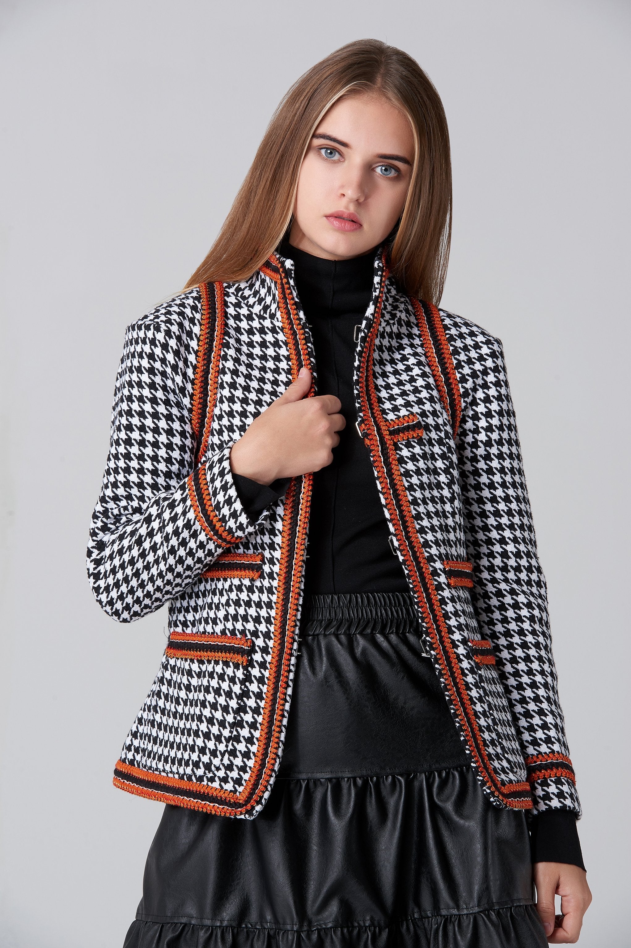 Copper Braid Houndstooth Blazer