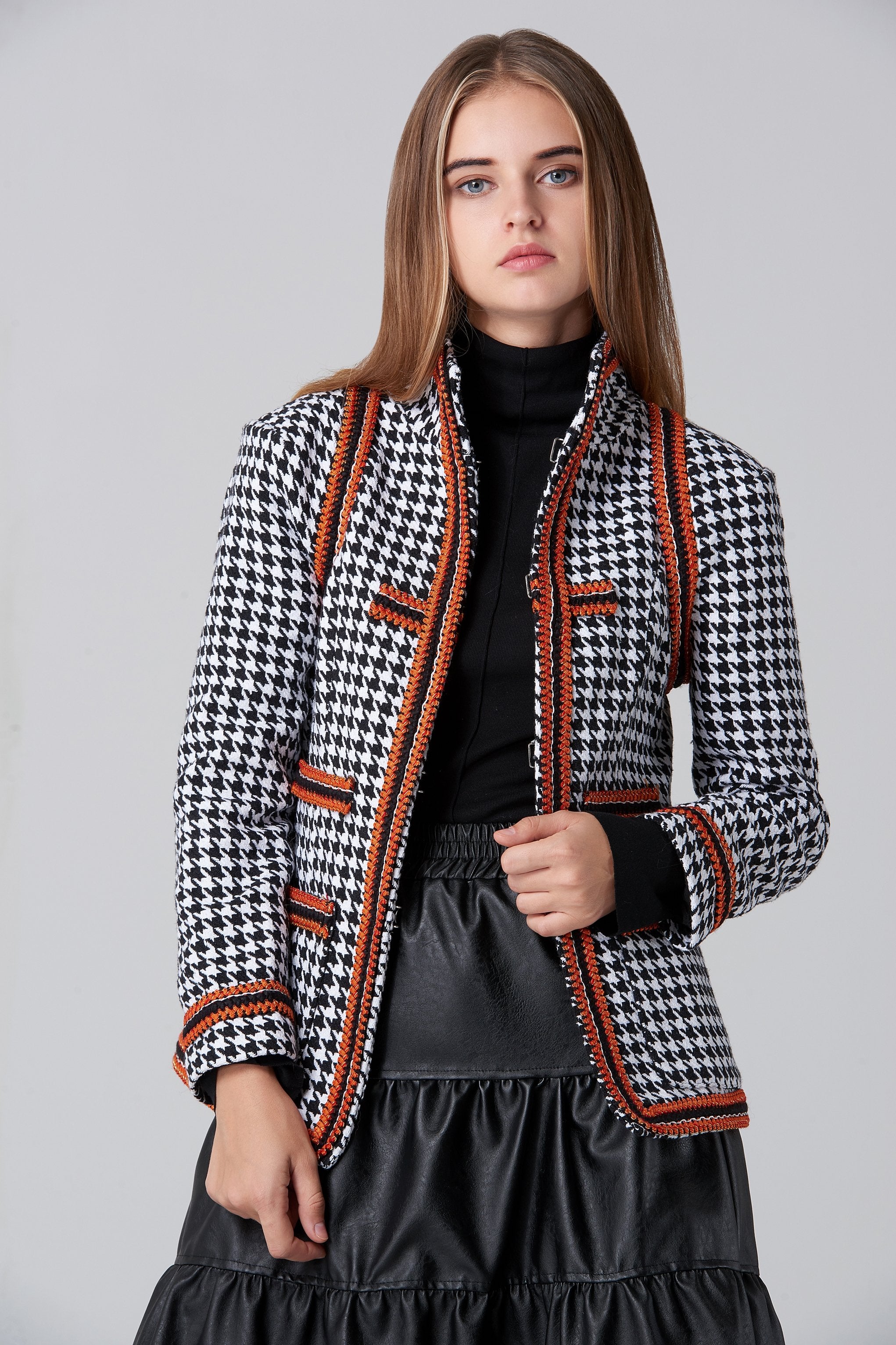 Copper Braid Houndstooth Blazer