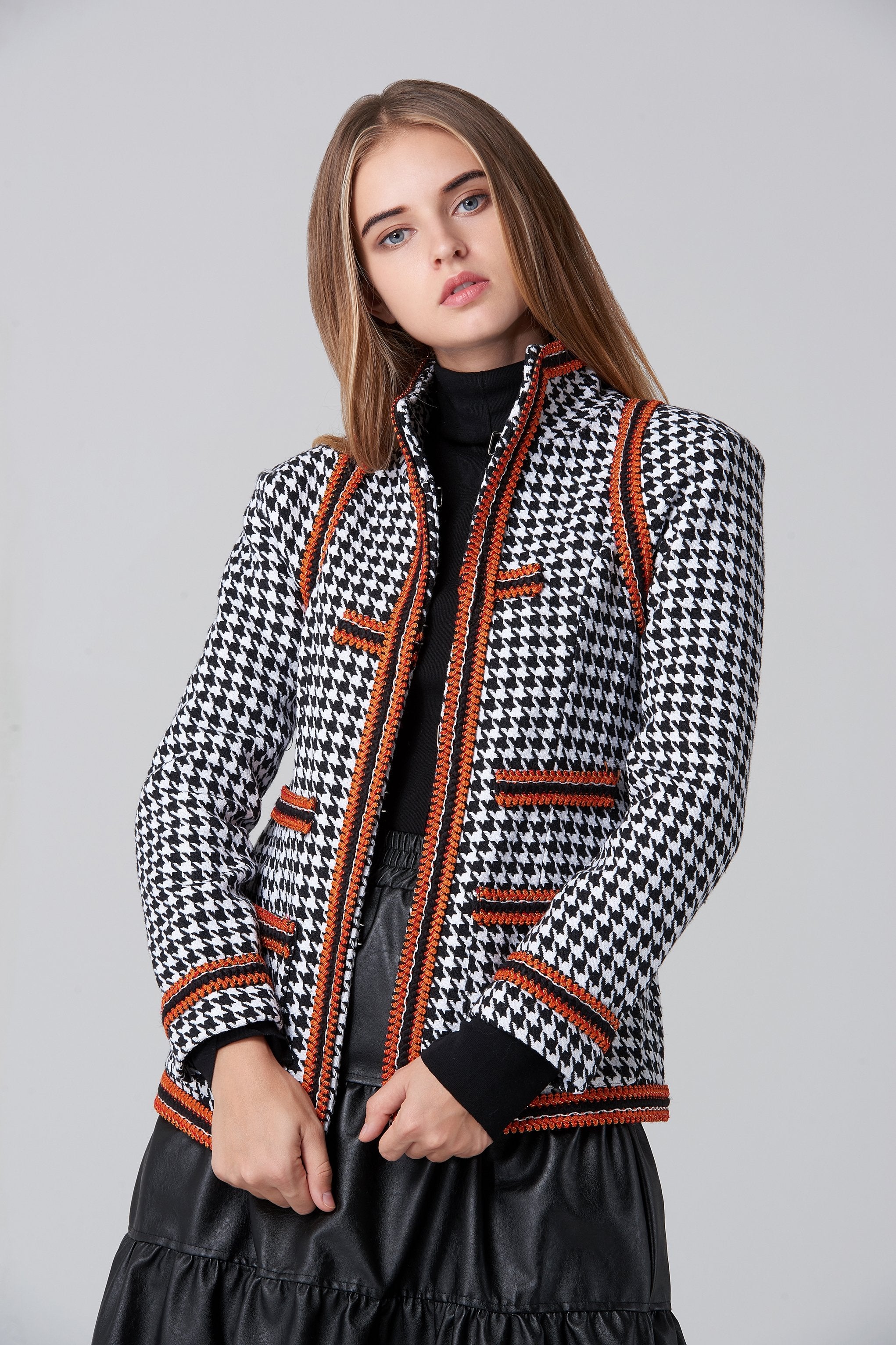 Copper Braid Houndstooth Blazer